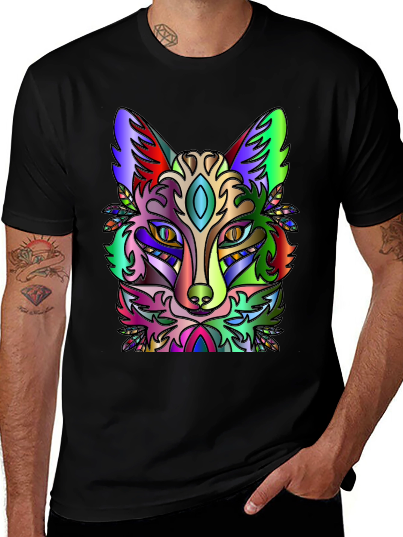 Variant 27 of Vibrant Fox Graphic Tee - Unisex Black T-Shirt