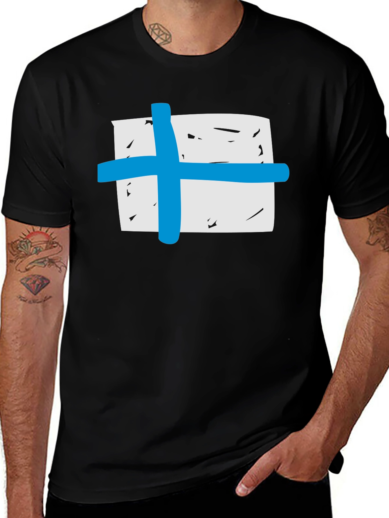Variant 15 of Abstract Cross Graphic Tee - Black