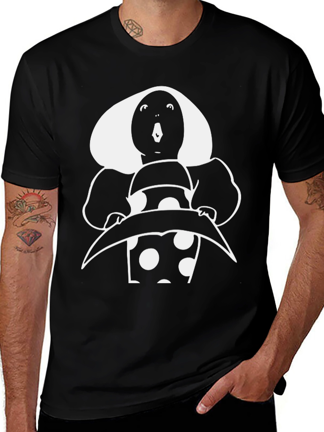 Variant 18 of Retro Polka Dot Character T-Shirt - Black