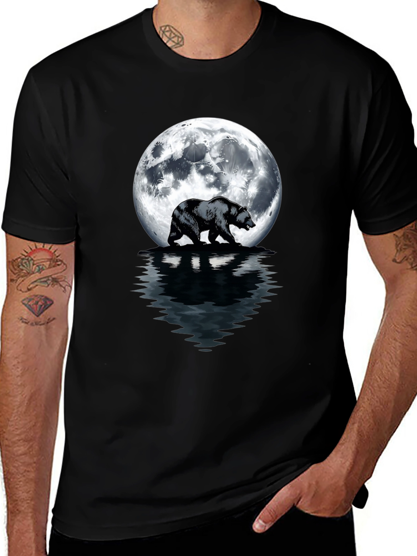 Bear Moon T-Shirt - Men's Black Graphic Tee