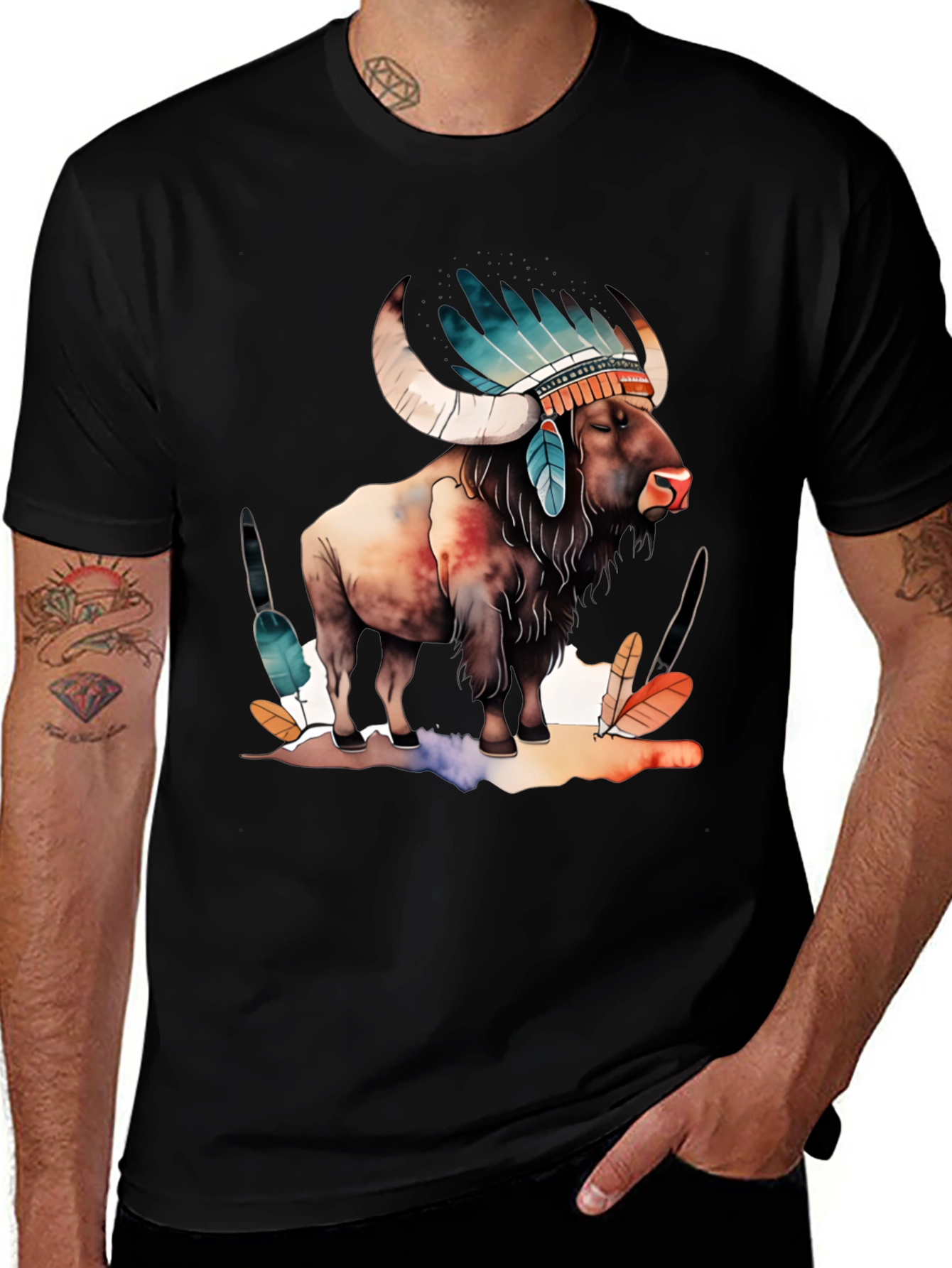 Variant 13 of Buffalo Headdress Men's Graphic T-Shirt