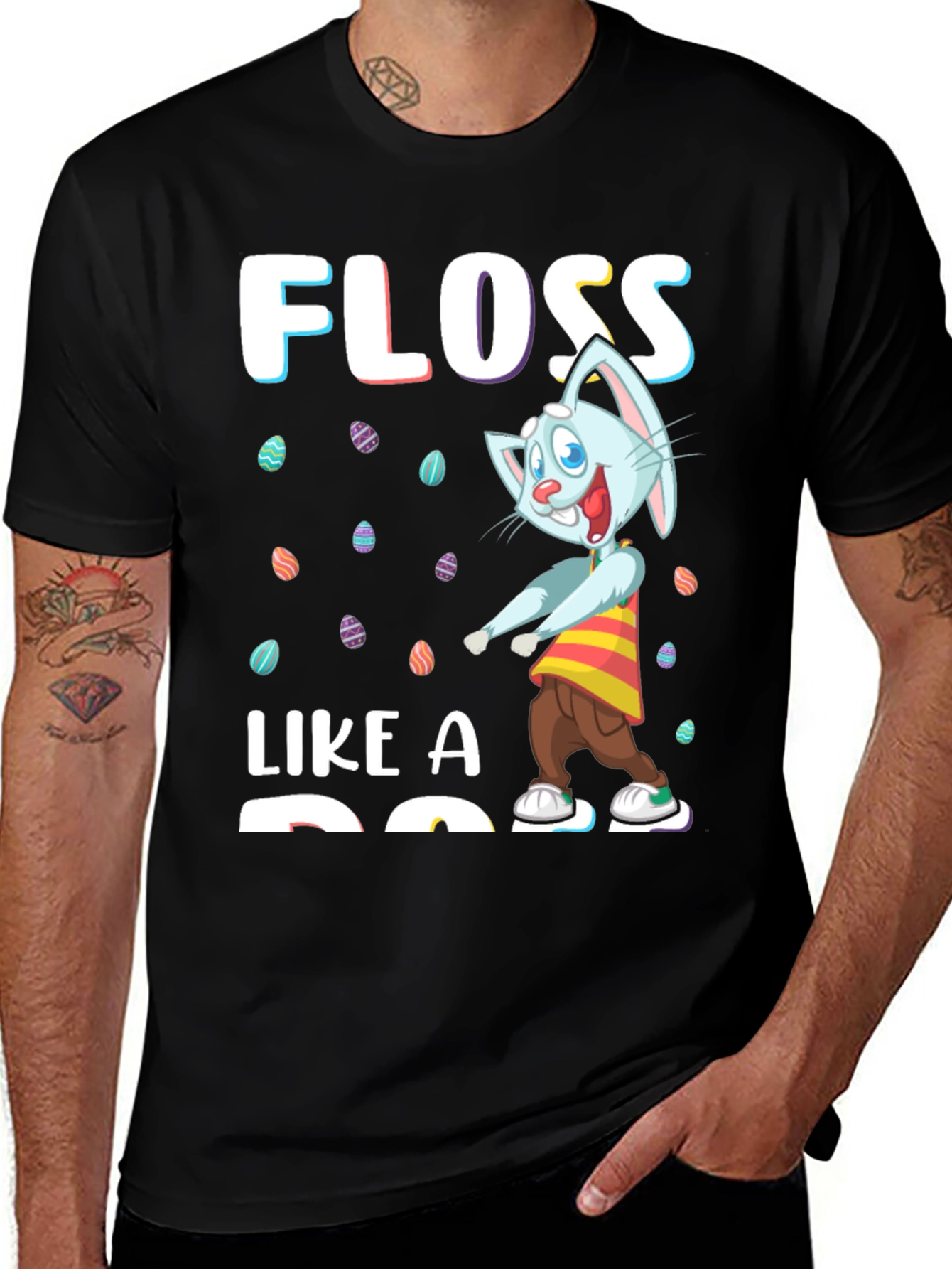 Easter Bunny Floss Like A Boss Black T-Shirt