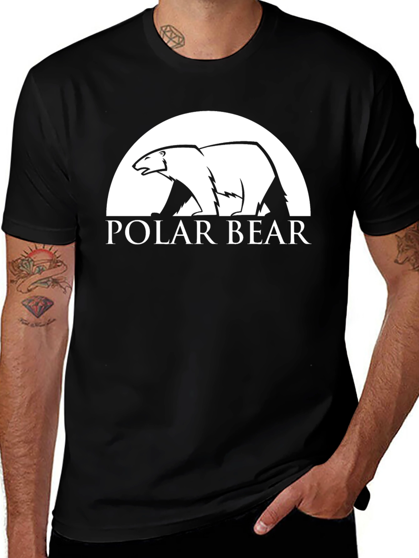 Variant 14 of Polar Bear Graphic Tee - Black Crew Neck