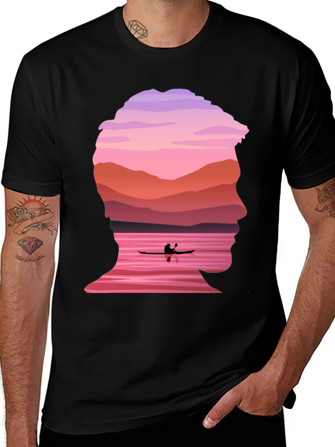 Variant 7 of Silhouette Kayak Graphic Tee - Nature Inspired Design