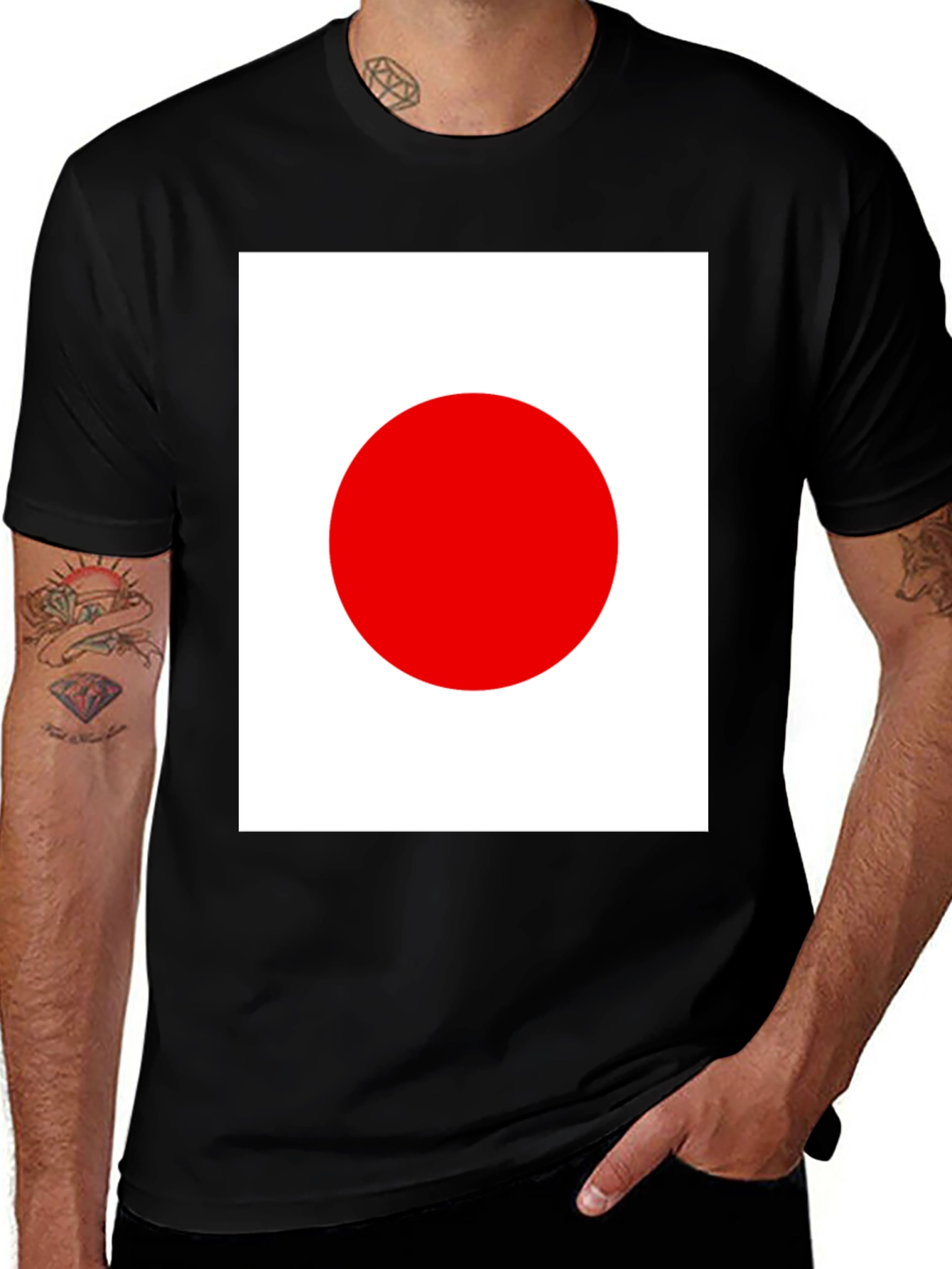 Japanese Flag Graphic Black T-Shirt