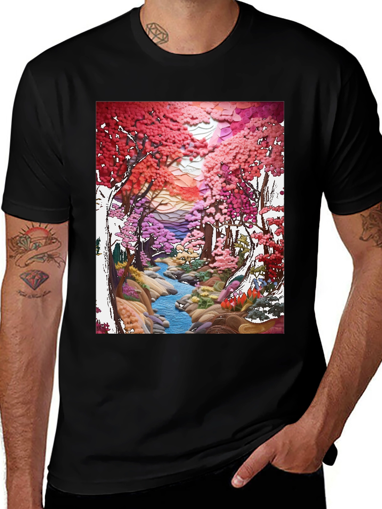 Variant 3 of Cherry Blossom Stream Art T-Shirt