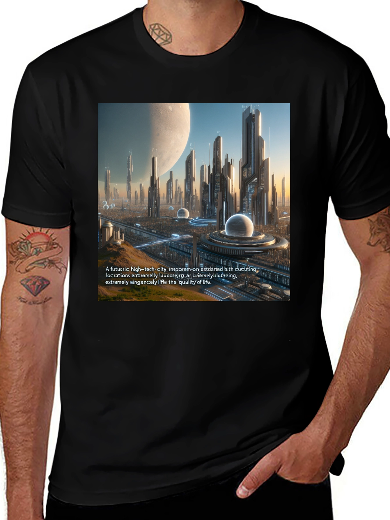 Variant 18 of Futuristic Cityscape Graphic Tee
