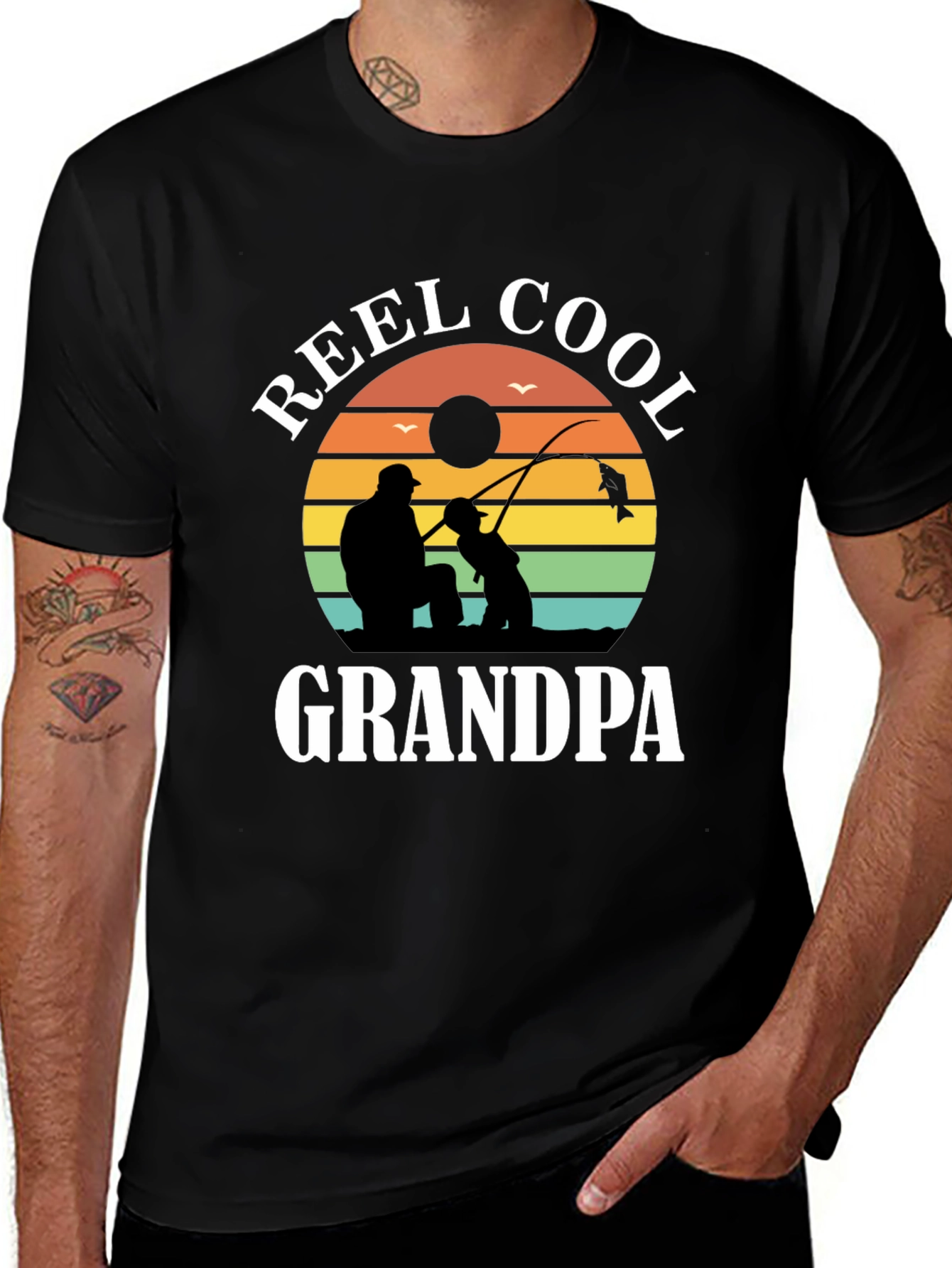 Variant 10 of Reel Cool Grandpa T-Shirt: Fishing Grandfather Tee