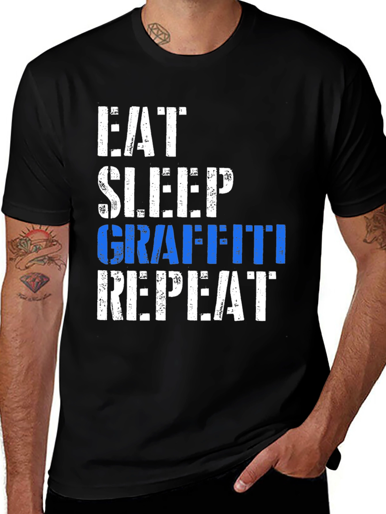 Variant 12 of Eat Sleep Graffiti Repeat Graphic Tee