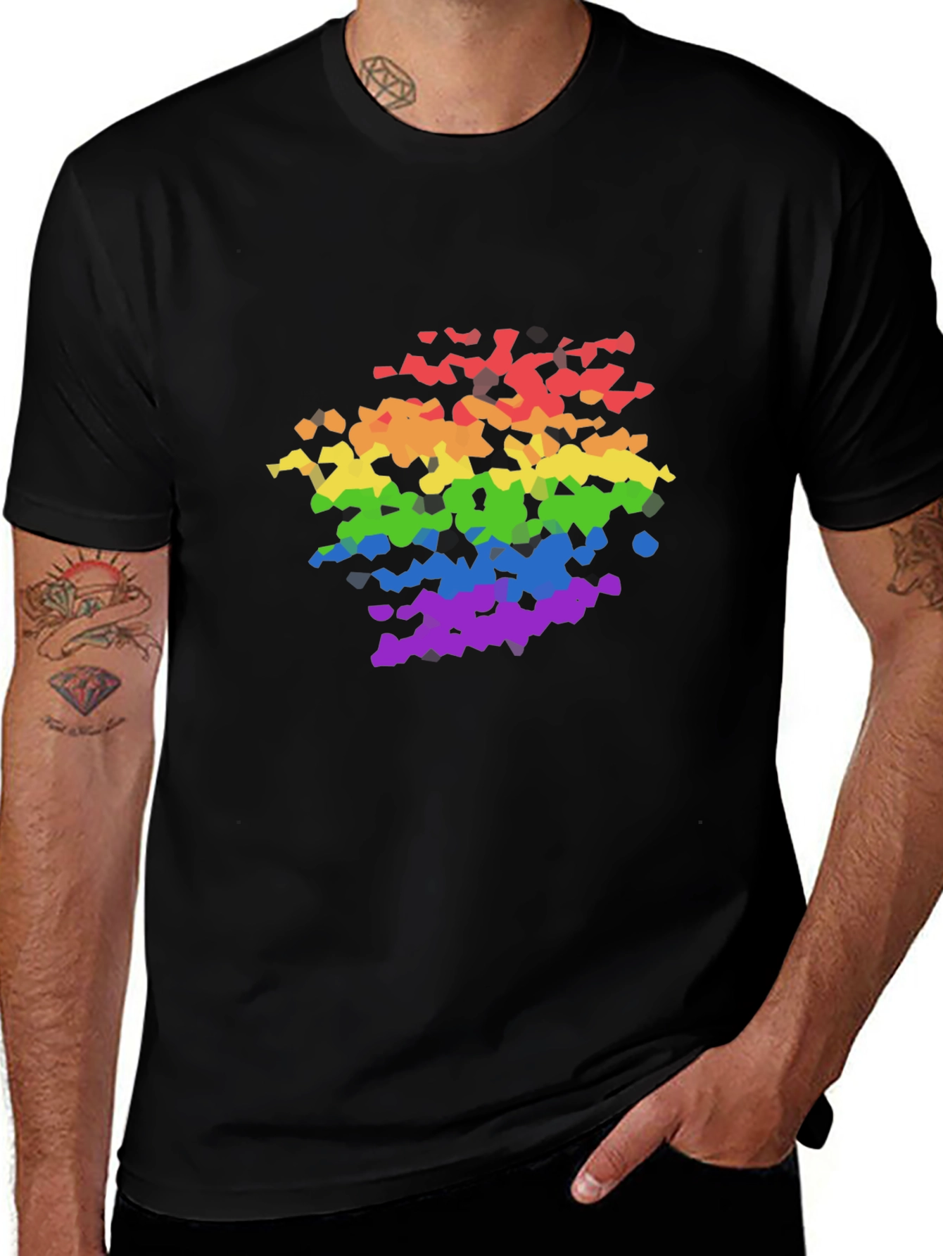 Variant 23 of Rainbow Graphic Black T-Shirt