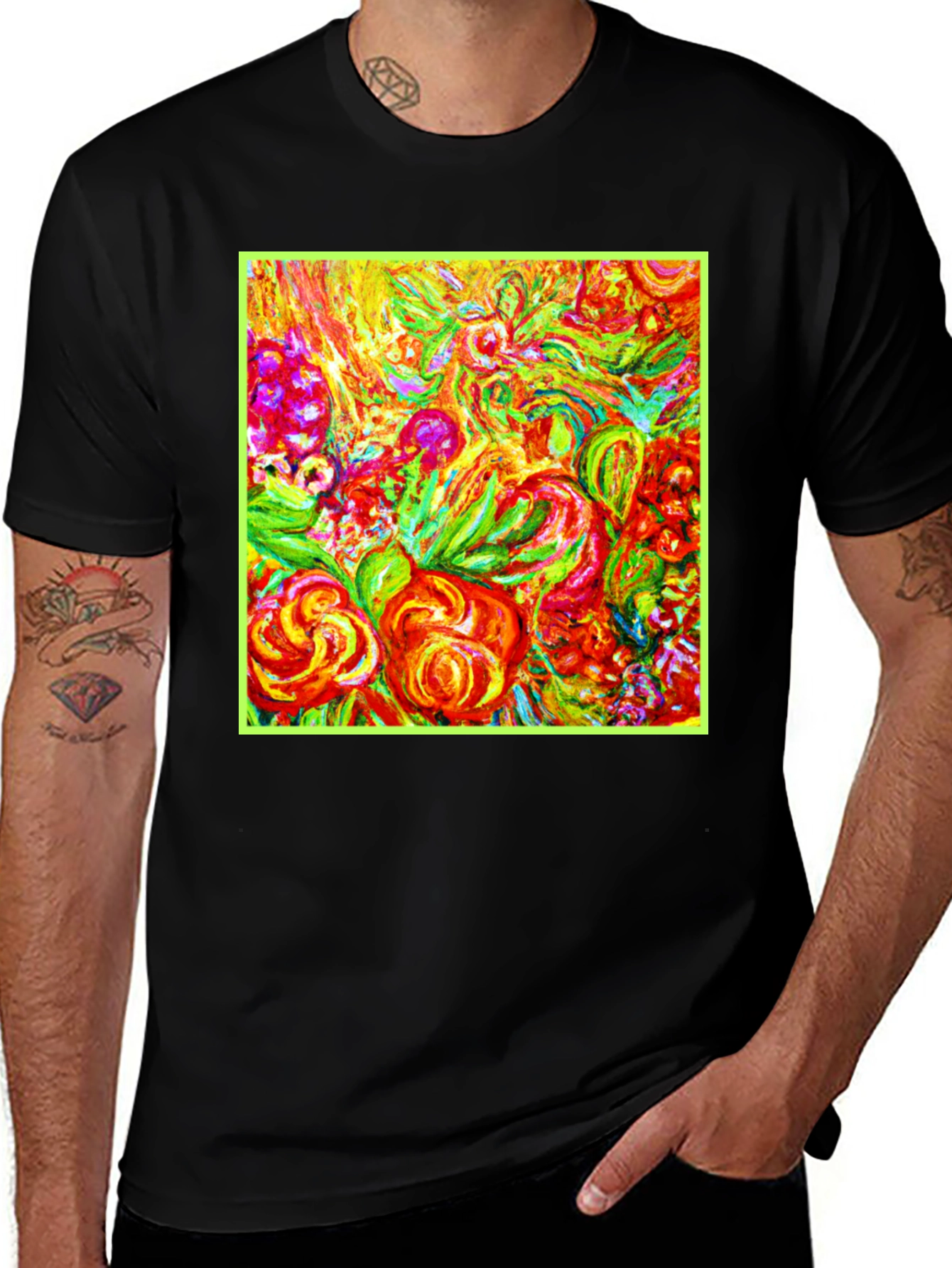 Variant 19 of Vibrant Floral Art Print T-Shirt - Unique Design
