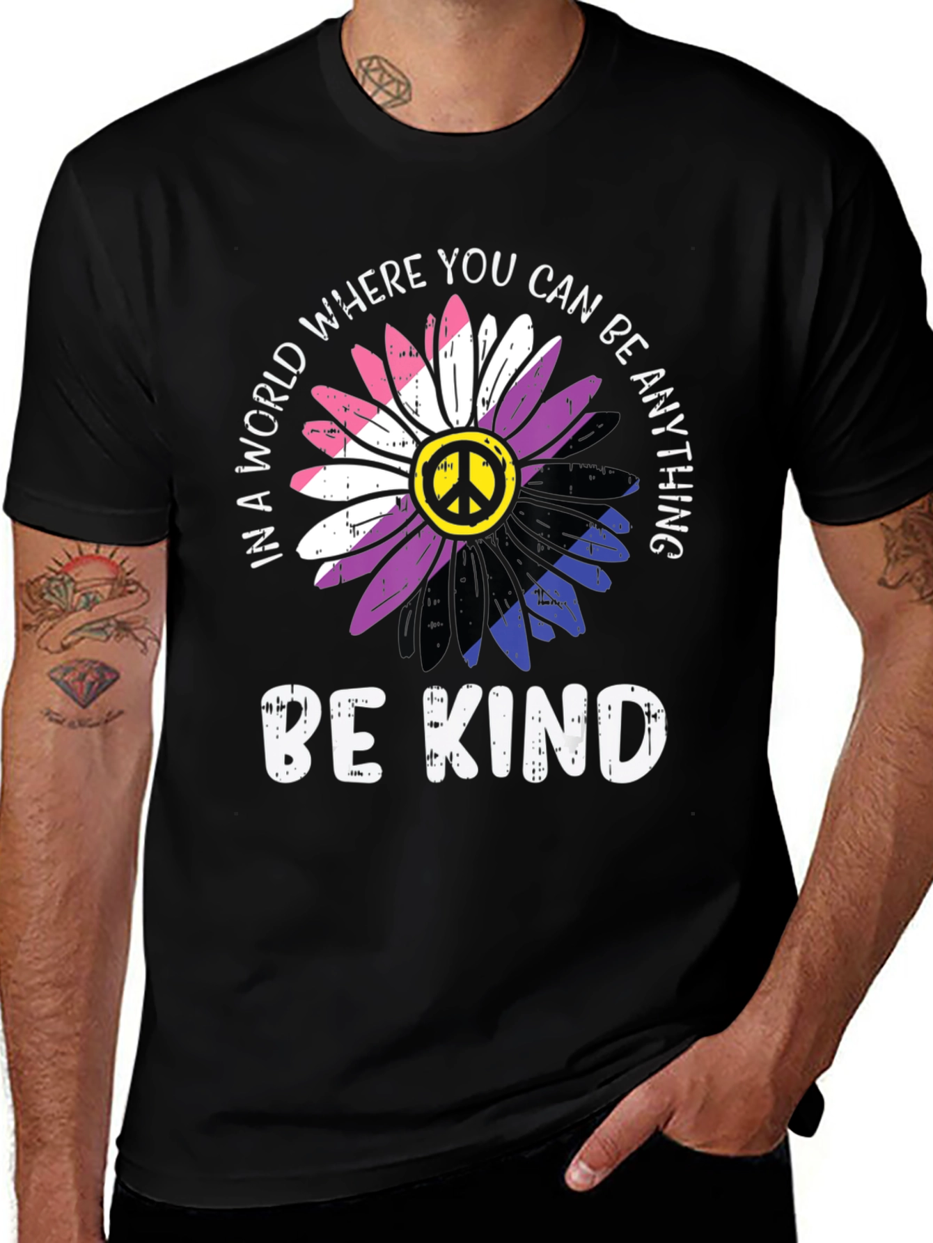 Variant 3 of Be Kind Floral Peace T-Shirt