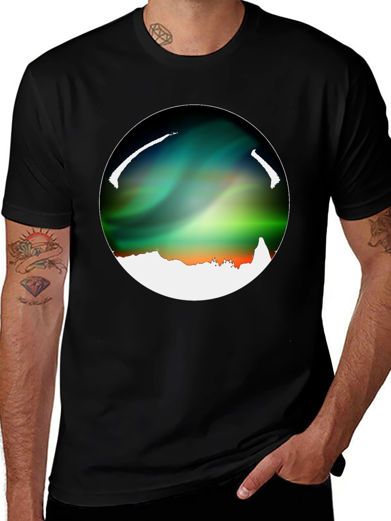 Variant 11 of Aurora Borealis Graphic Black T-Shirt