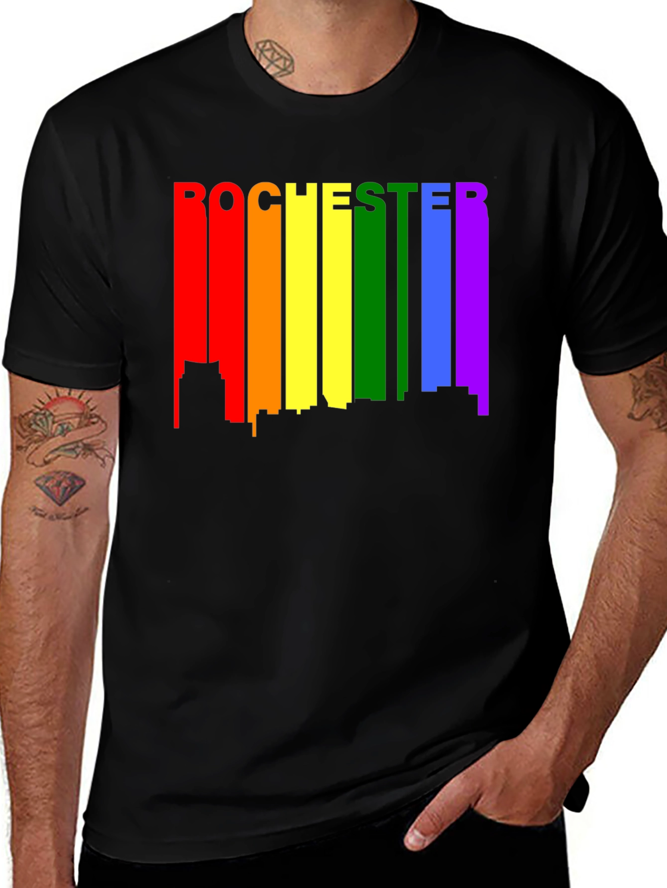 Rochester Pride Skyline T-Shirt - Black