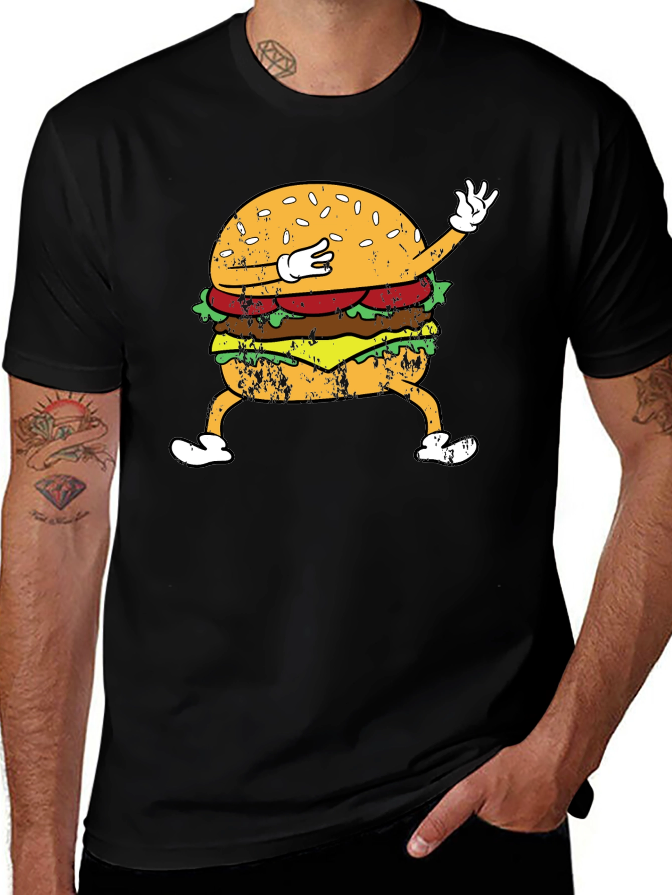 Variant 15 of Dabbing Burger Graphic Tee - Funny Fast Food Shirt