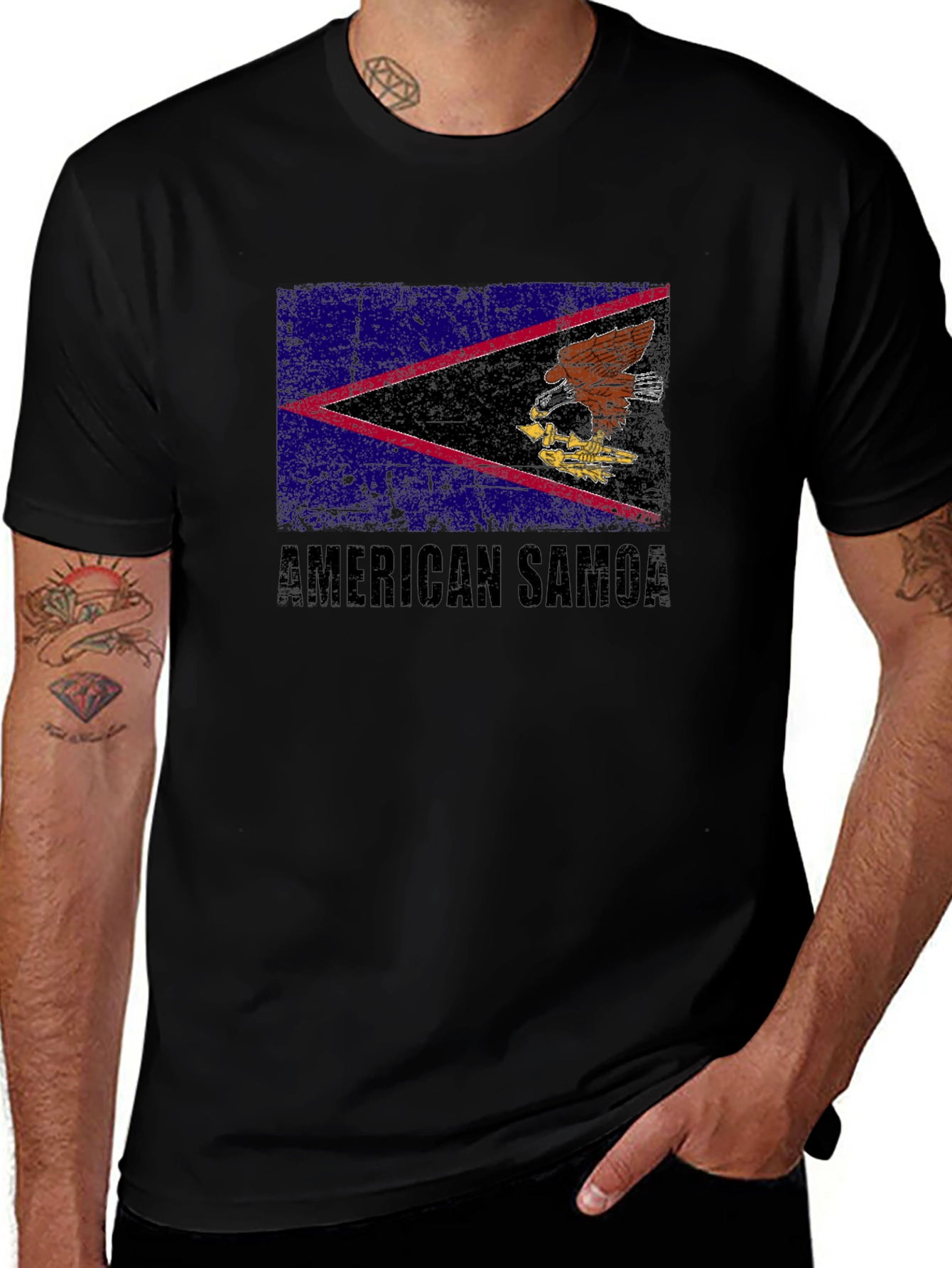 Variant 10 of American Samoa Flag T-Shirt Black