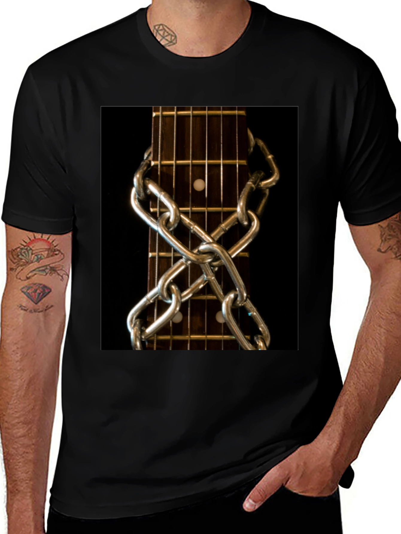 Variant 27 of Guitar Neck & Chain Graphic T-Shirt