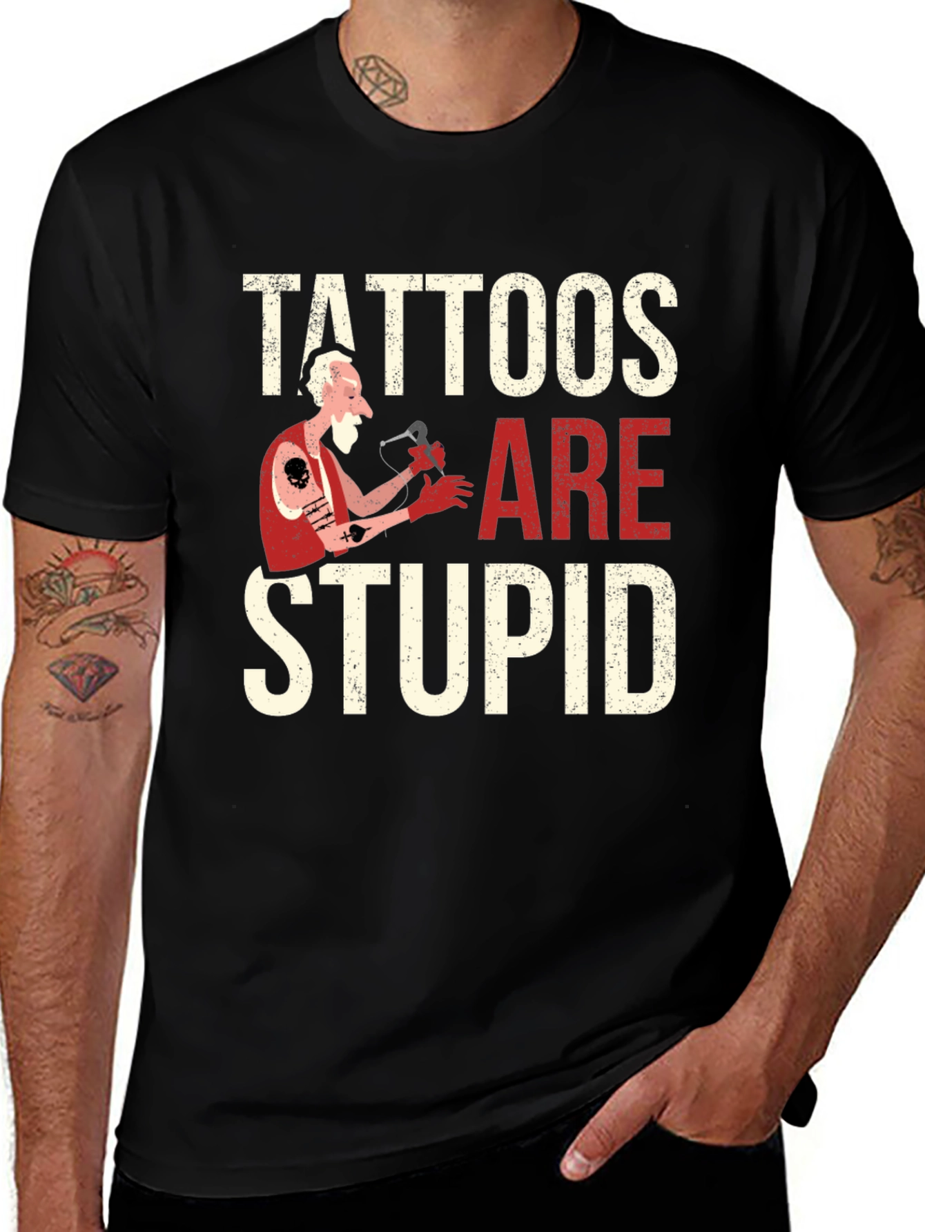 Black Tattoos Are Stupid Graphic Novelty T-Shirt main image