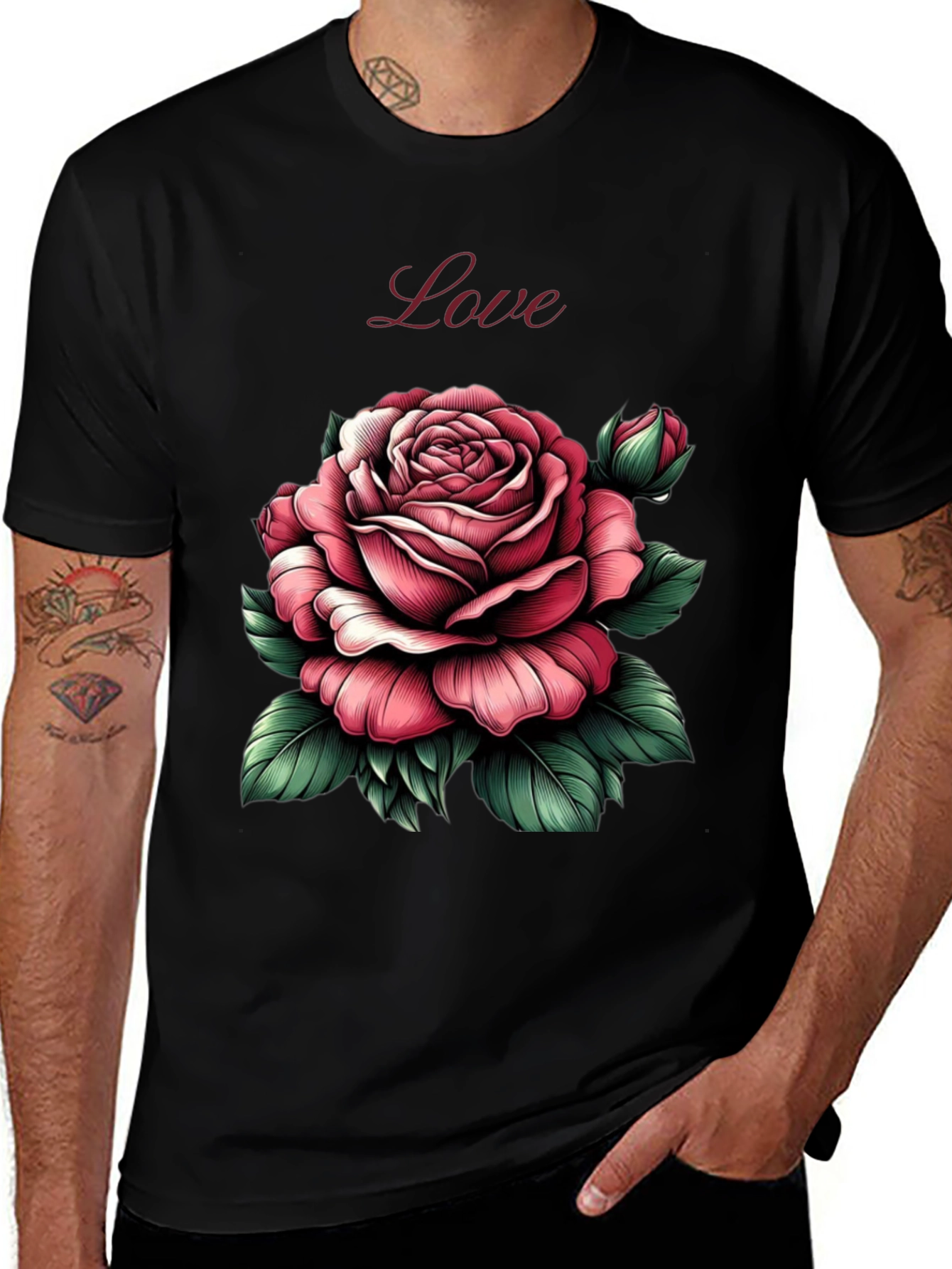 Variant 3 of Love Rose Graphic Tee - Stylish Black T-Shirt