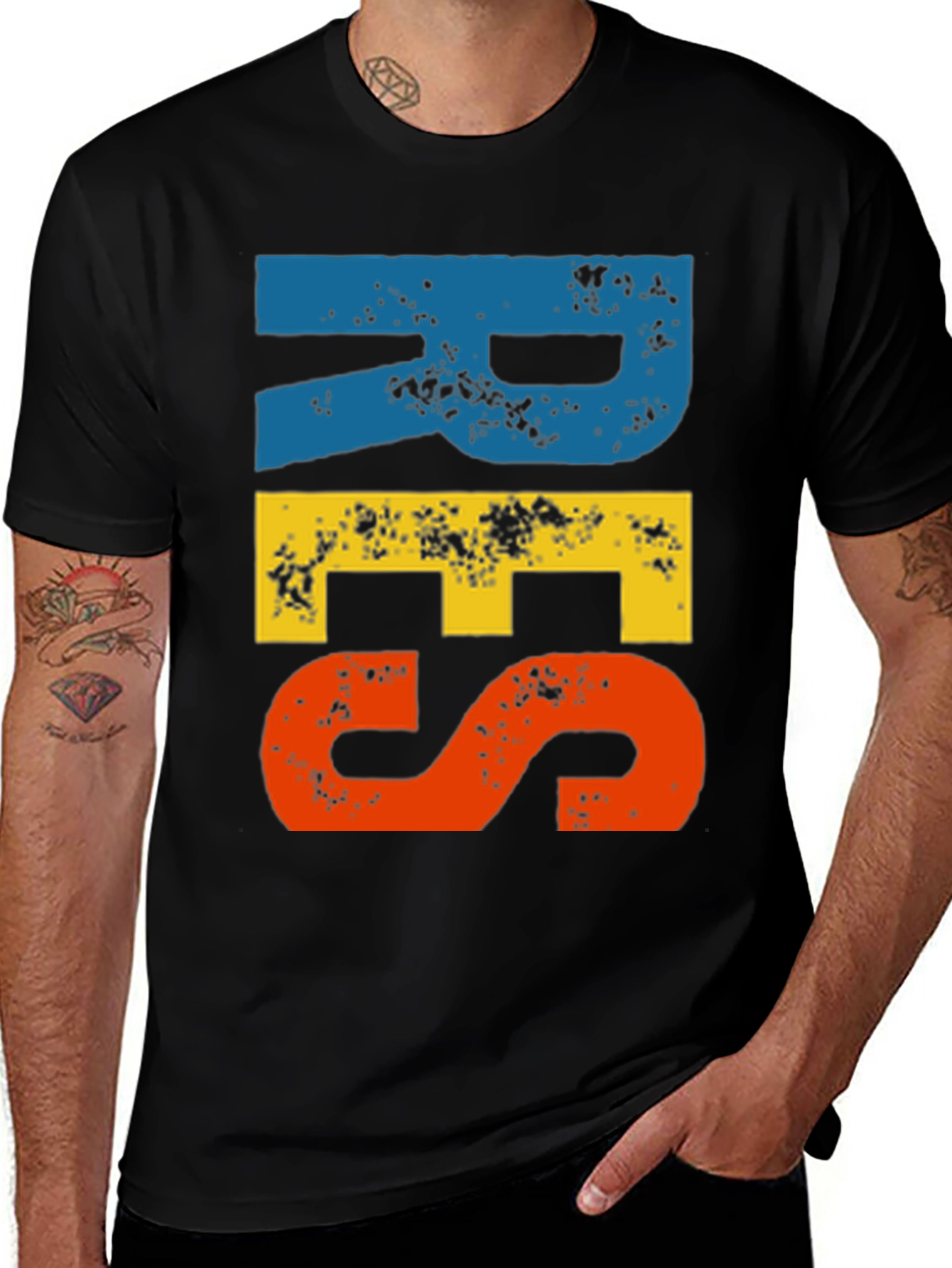 Variant 9 of RES Graphic Tee - Ukraine Flag Colors, Distressed Print