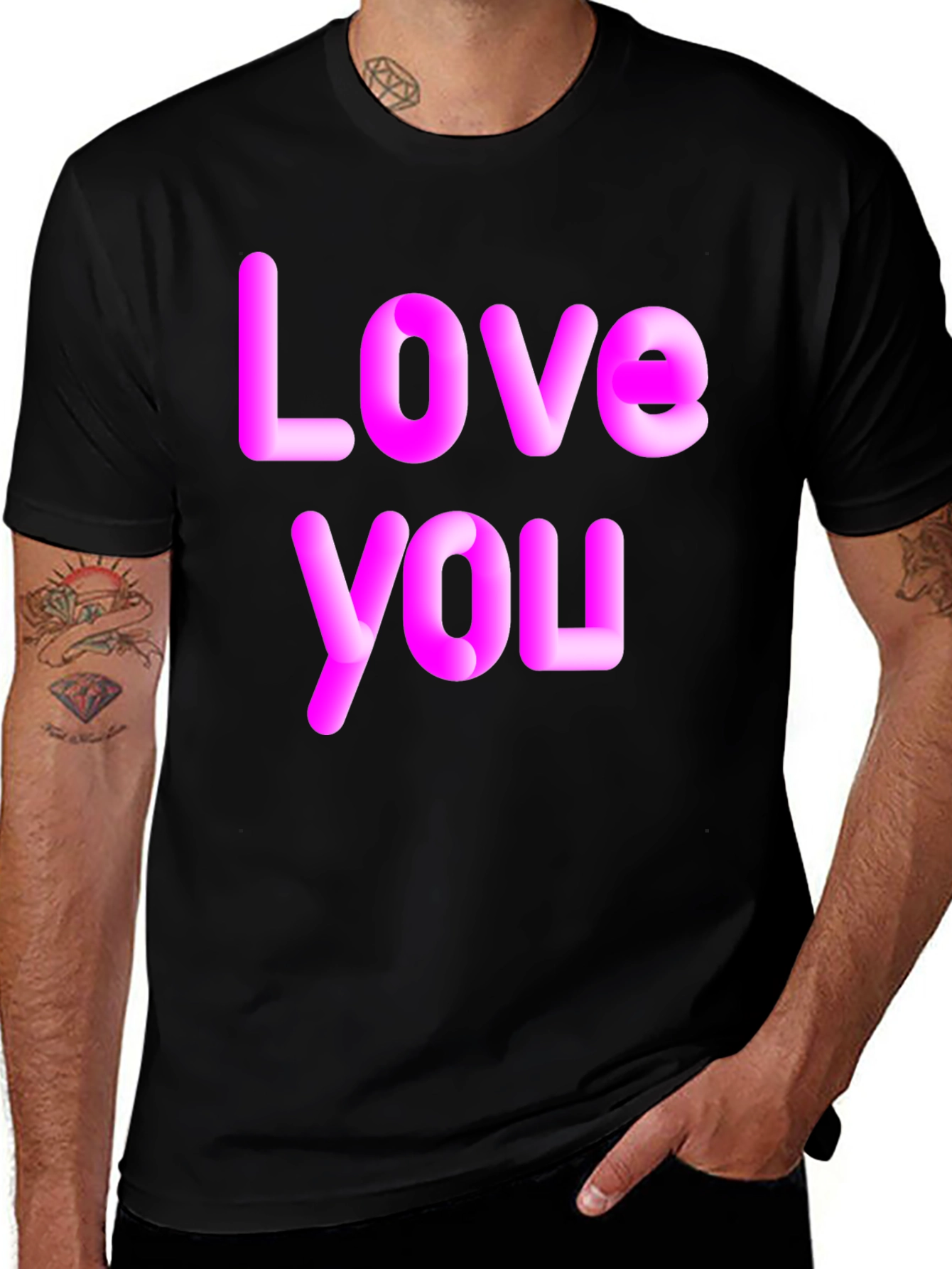 Variant 25 of Love You Graphic Black T-Shirt