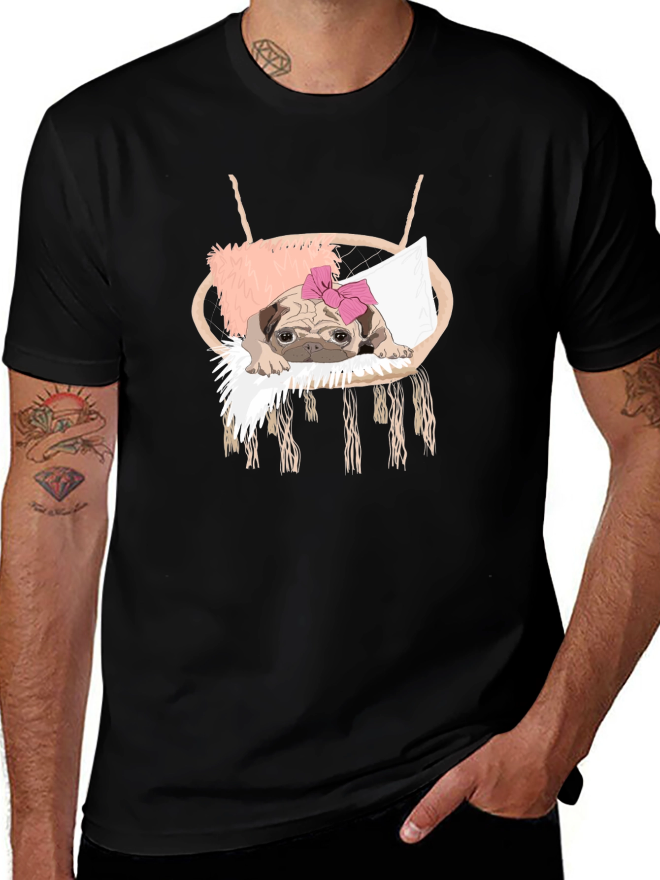 Variant 4 of Pug in Hammock Graphic Tee - Cute Dog Lover Shirt