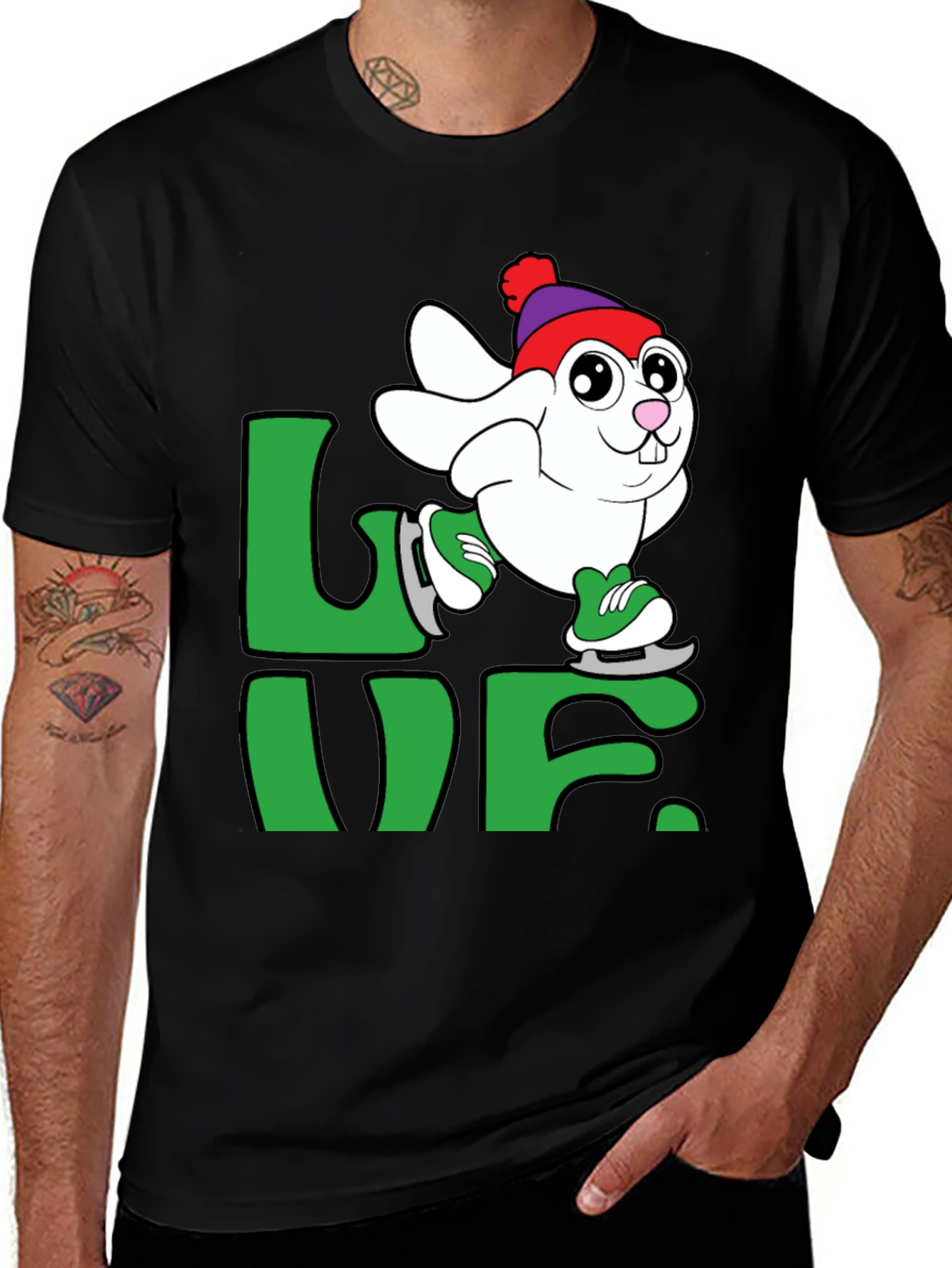 Variant 4 of Skating Bunny Love T-Shirt