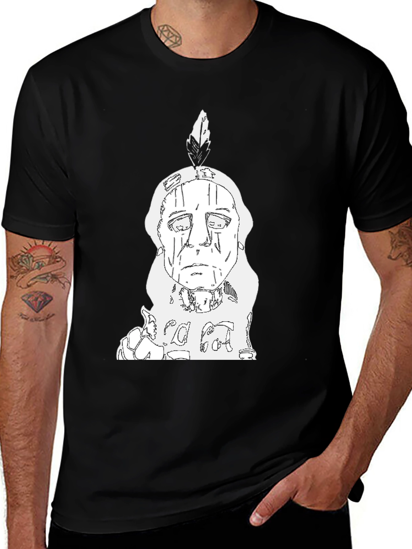 Variant 24 of Indian Chief T-Shirt - Black Cotton Tee