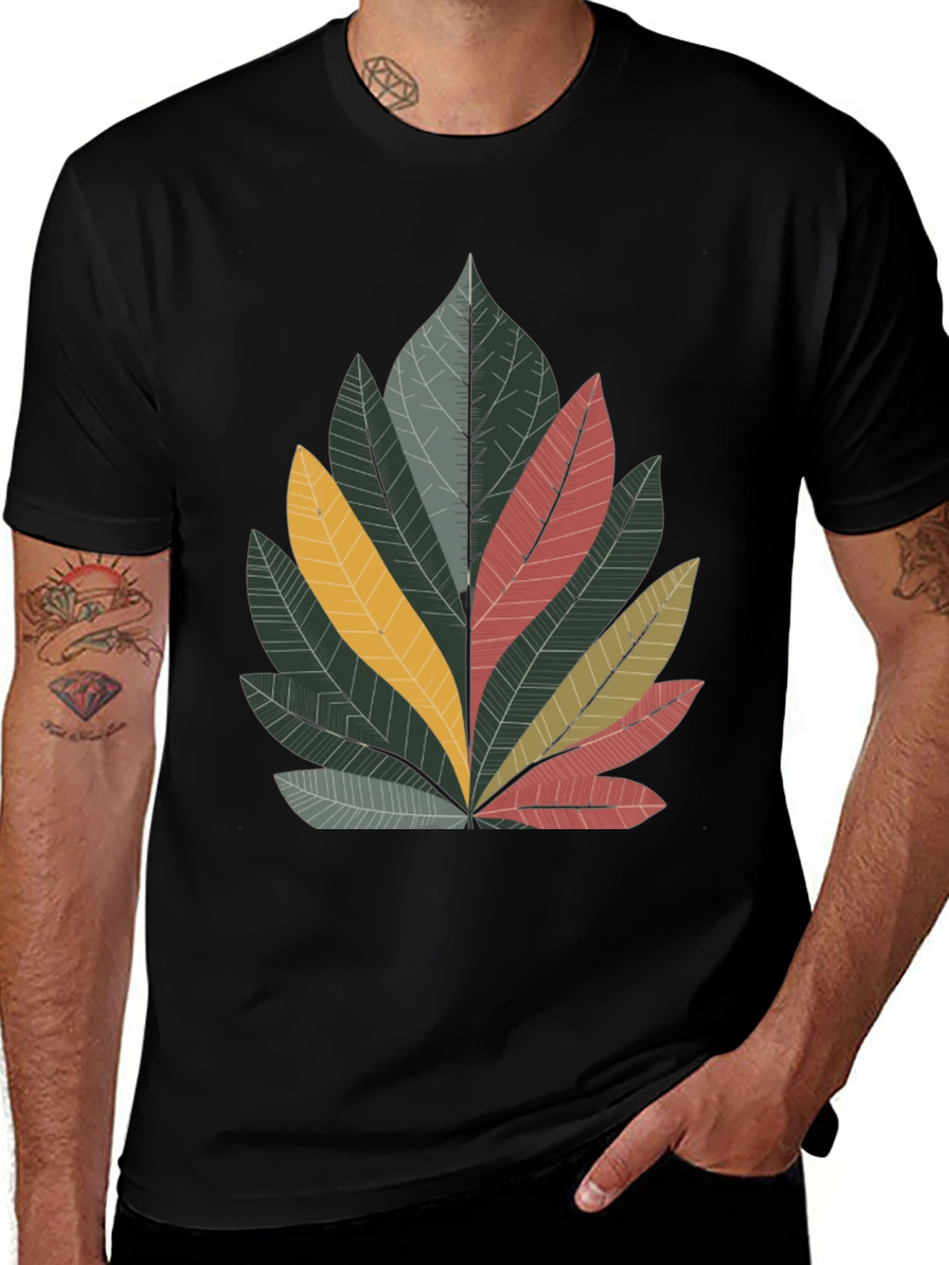 Variant 22 of Leaf Graphic Print Crew Neck Tee