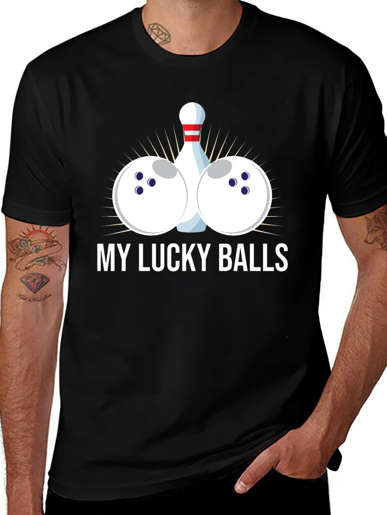 Variant 9 of My Lucky Balls Bowling T-Shirt - Funny Bowler Tee