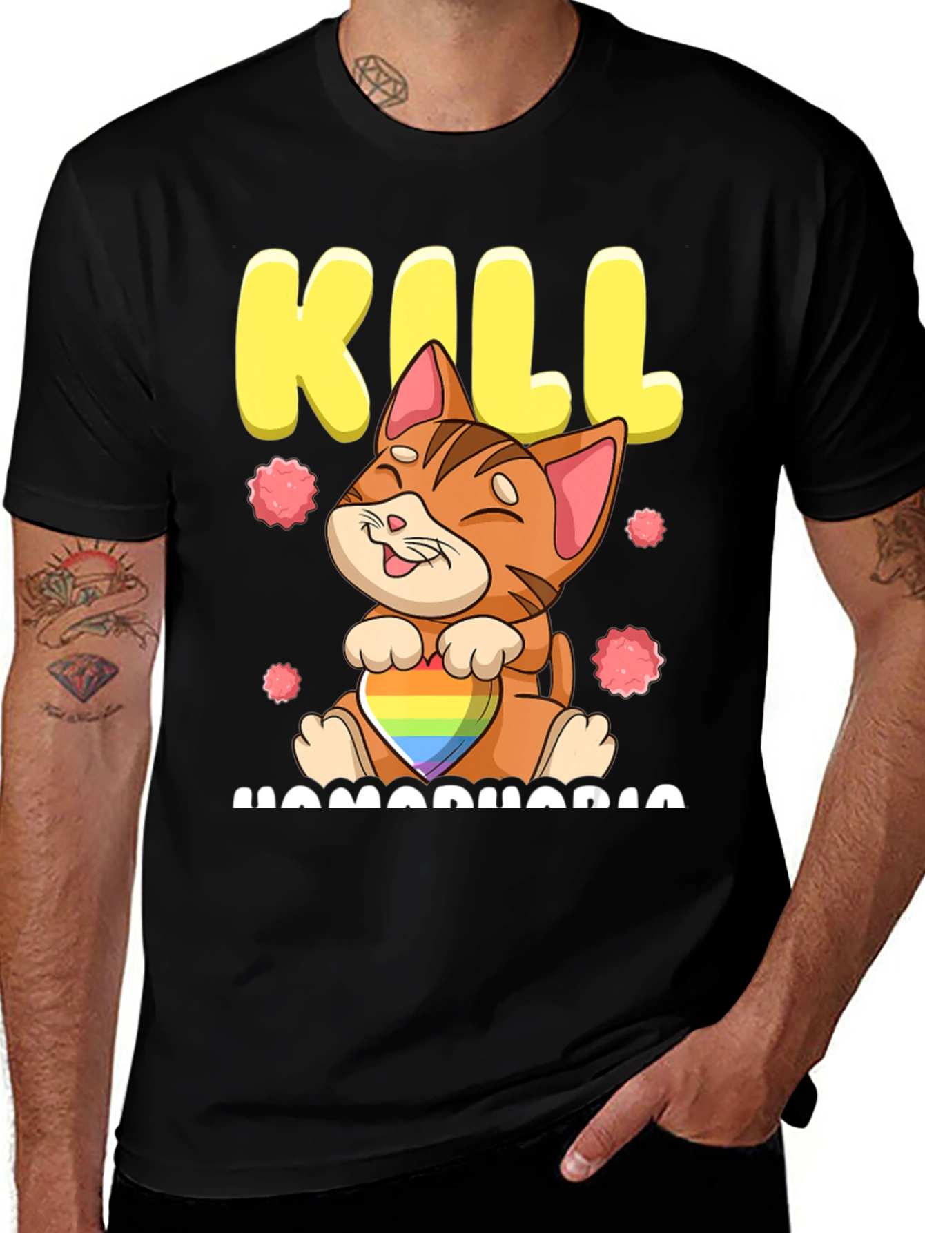 Variant 27 of Kill Homophobia Cat Graphic T-Shirt