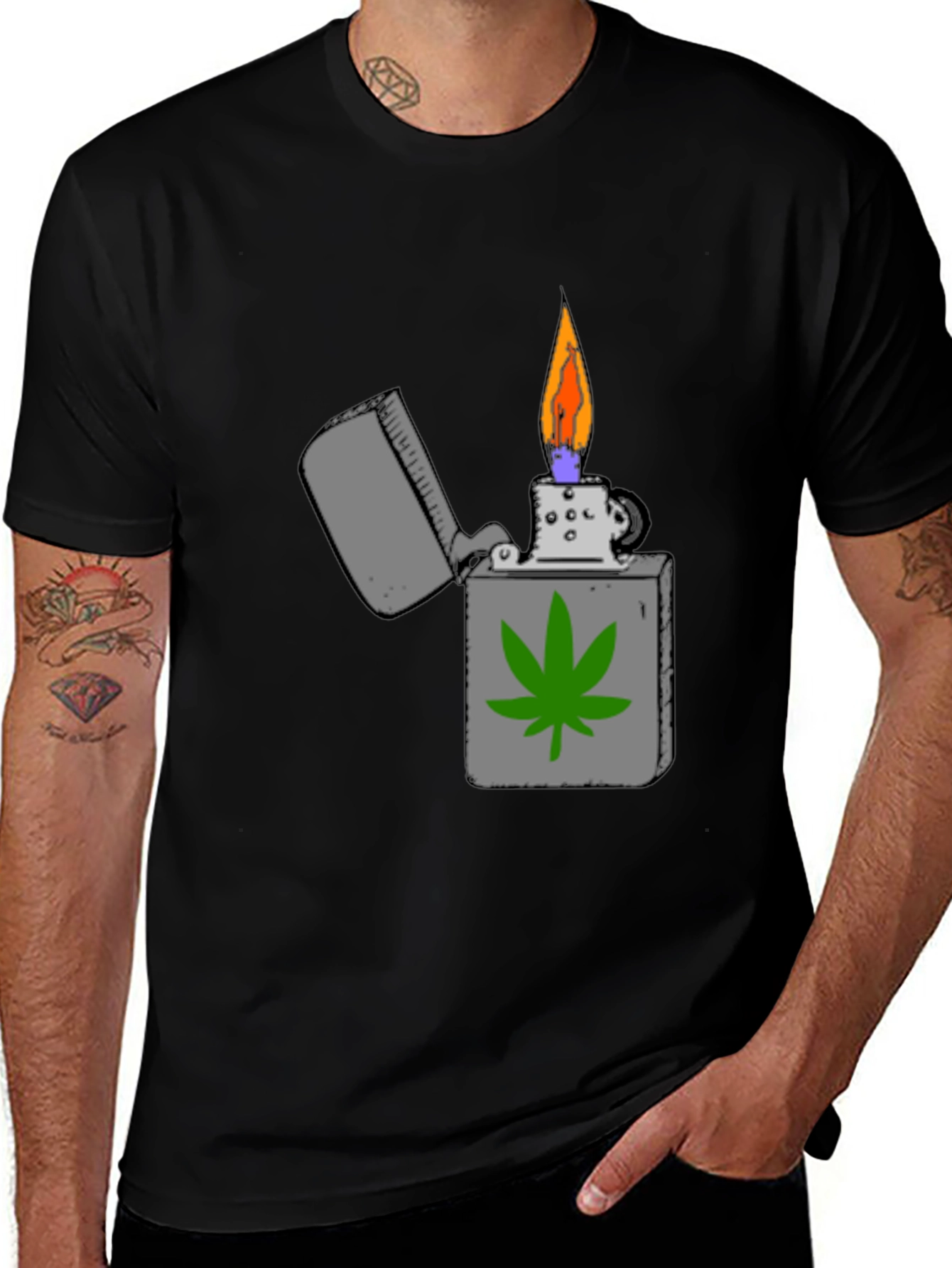 Variant 16 of Marijuana Leaf Lighter T-Shirt