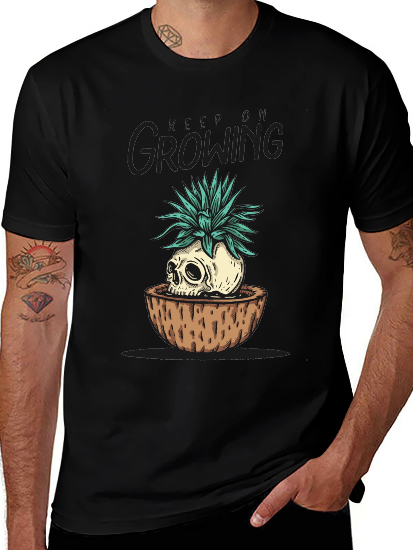 Variant 20 of Skull Planter Graphic Tee - Growing Dead Things