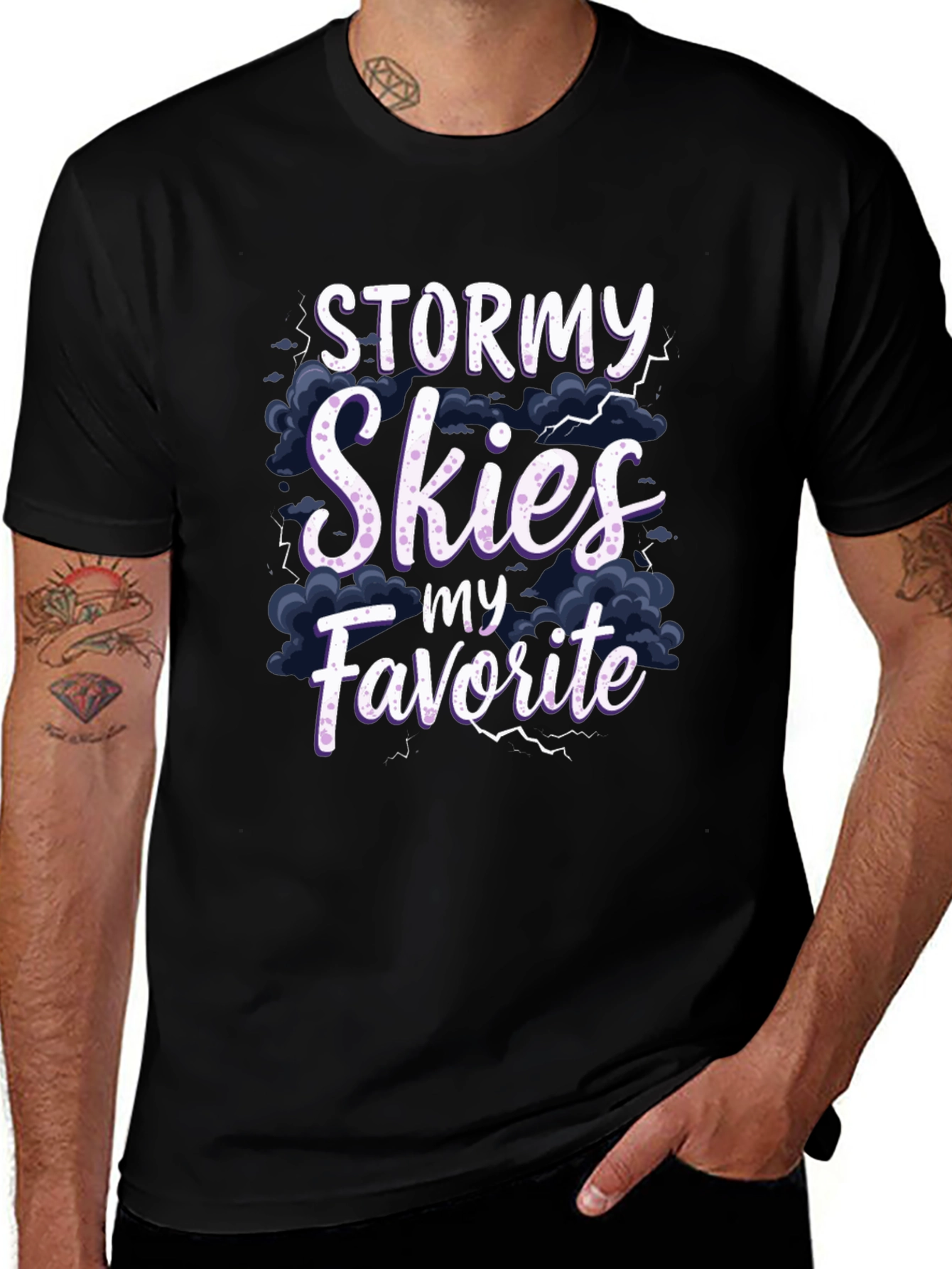 Stormy Skies Favorite Black Graphic T-Shirt