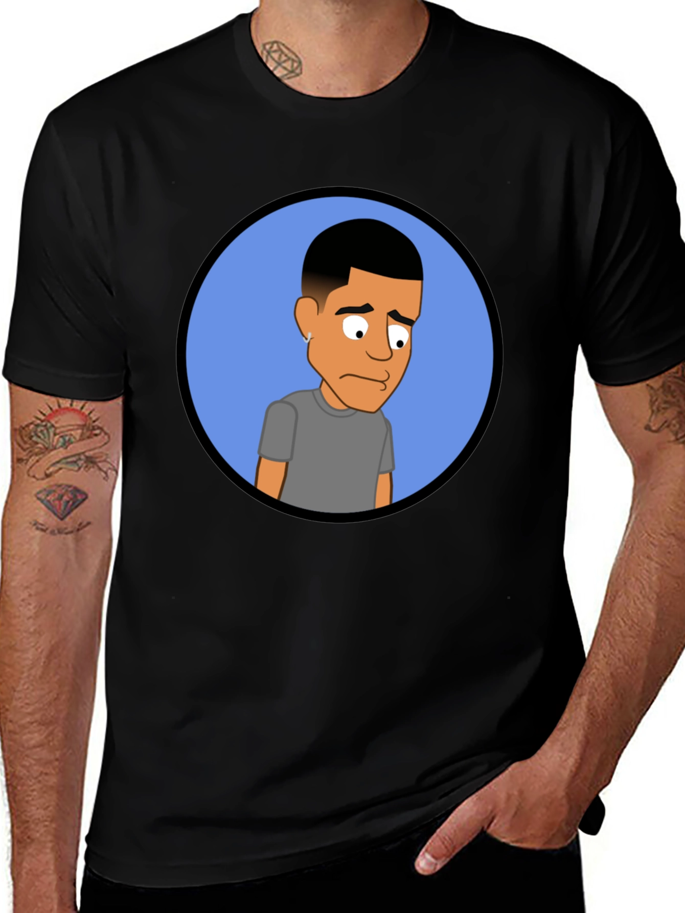 Variant 24 of Cartoon Portrait Black Tee