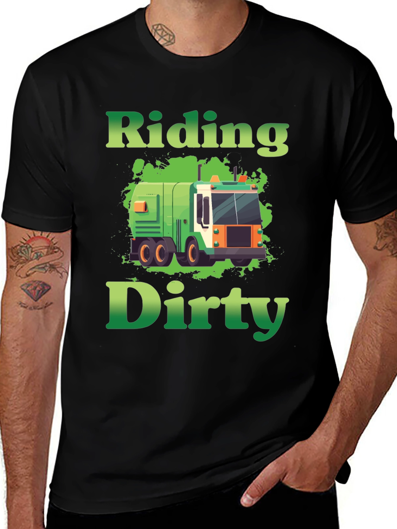 Variant 14 of Riding Dirty Garbage Truck Graphic T-Shirt