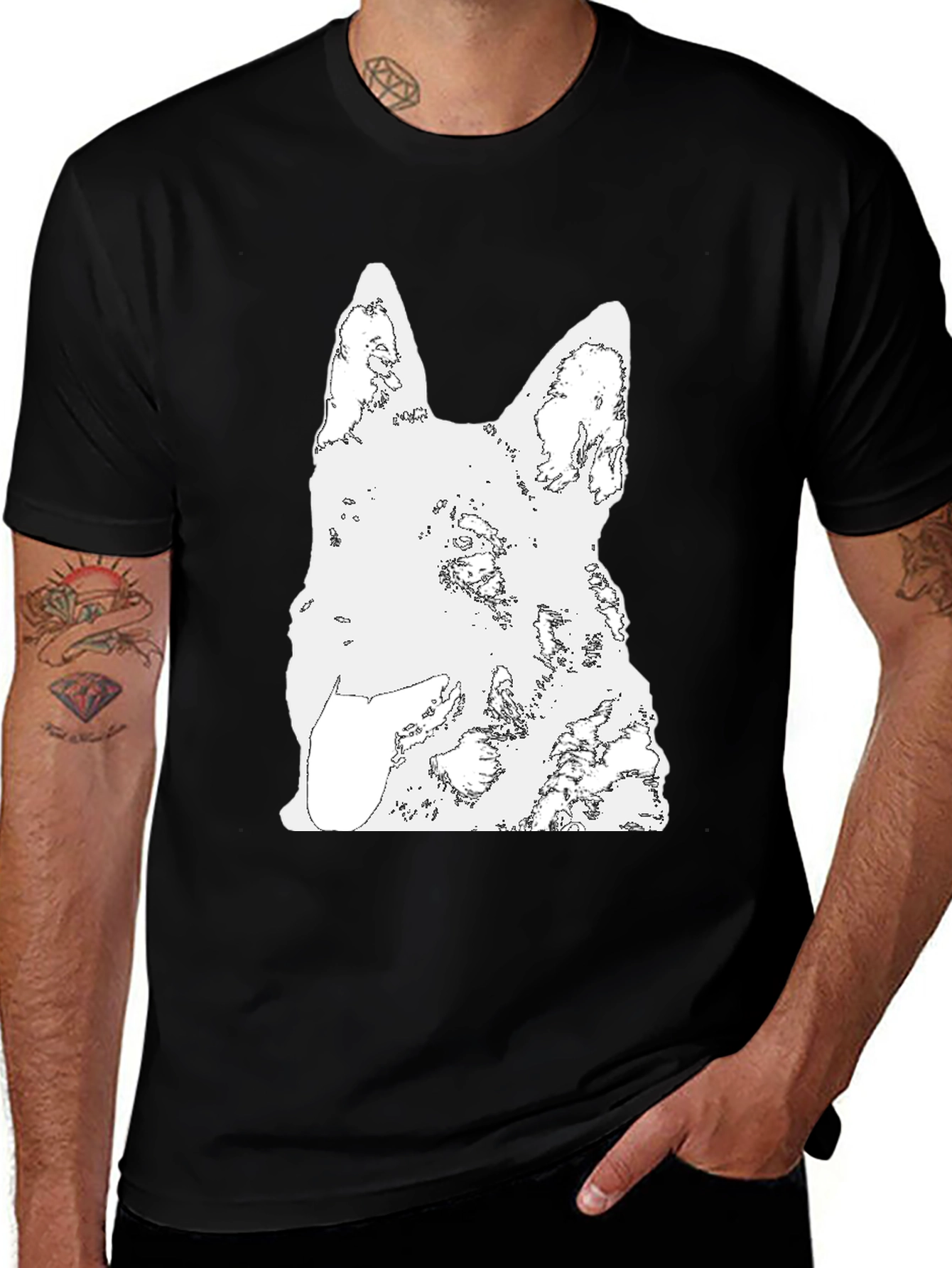Variant 25 of German Shepherd Outline Graphic Tee