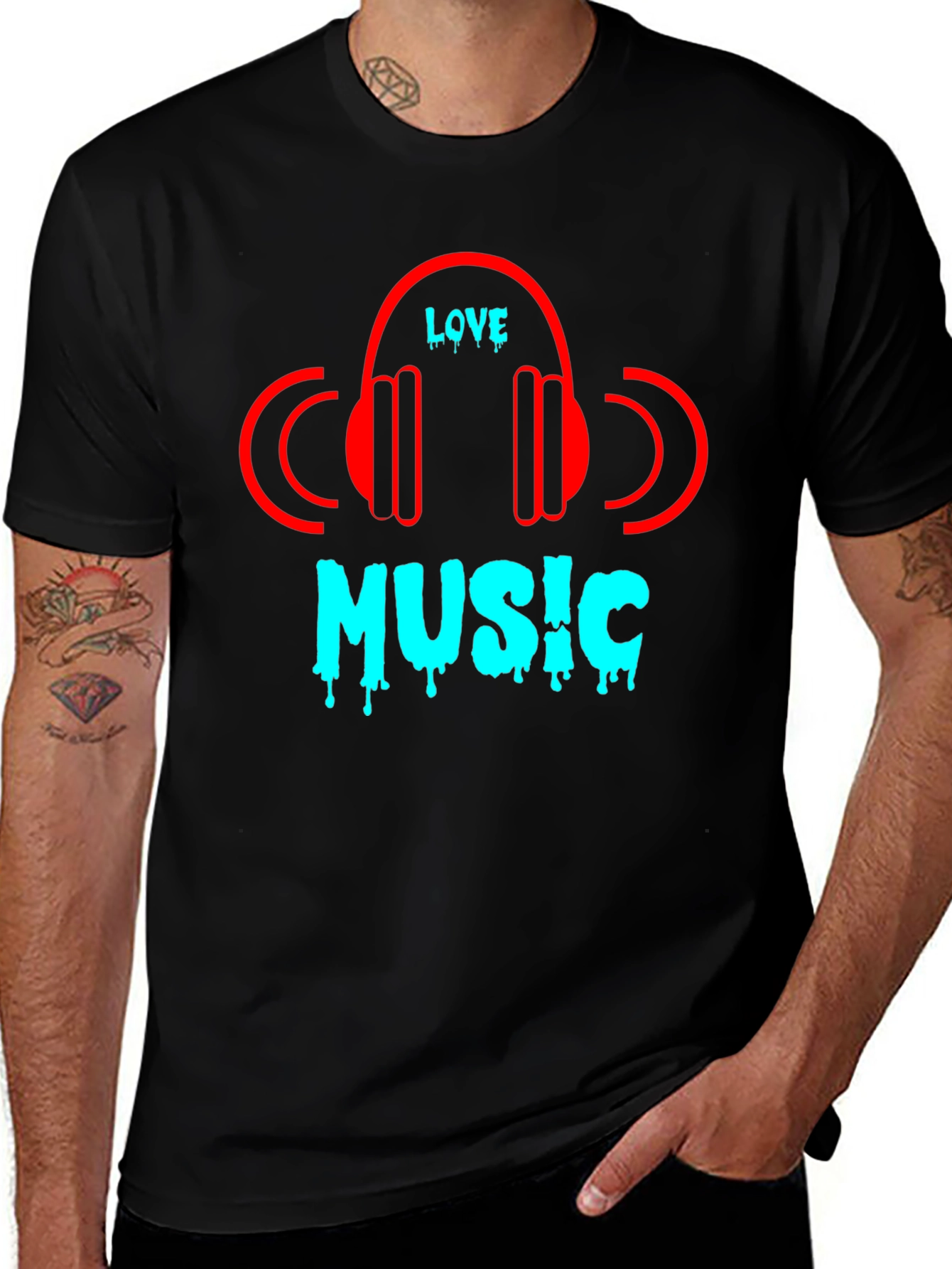 Variant 28 of Love Music Black T-Shirt