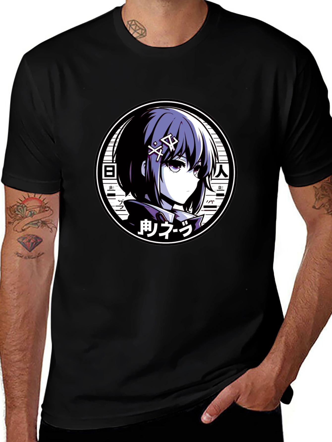 Variant 13 of Anime Character Graphic Black T-Shirt