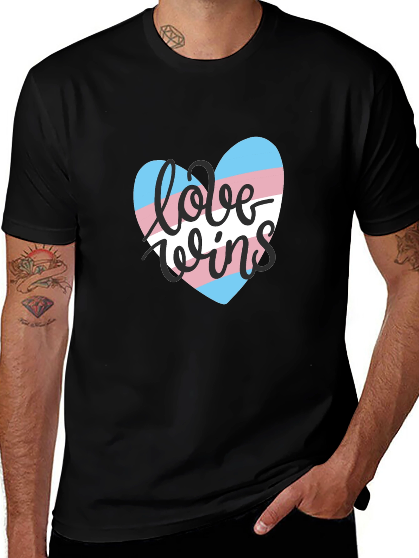 Love Wins Transgender Pride Heart Graphic T-Shirt