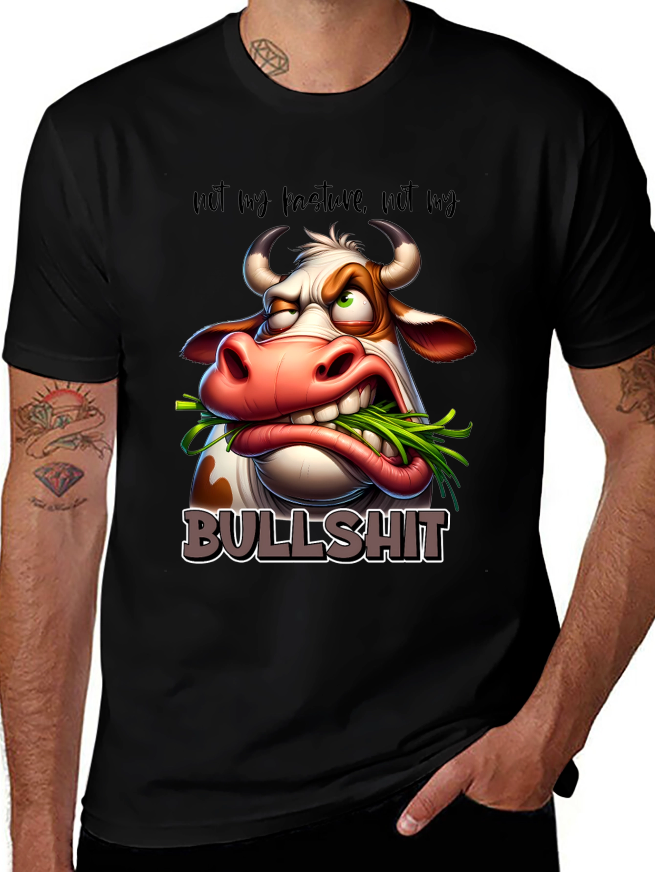 Variant 11 of Funny Cow Graphic T-Shirt - Not My Pasture