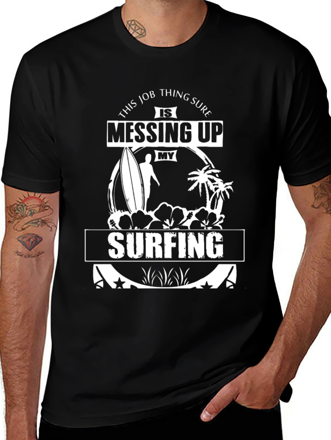 Variant 15 of Surfing Graphic Tee: Job Messing Up My Surfing T-Shirt