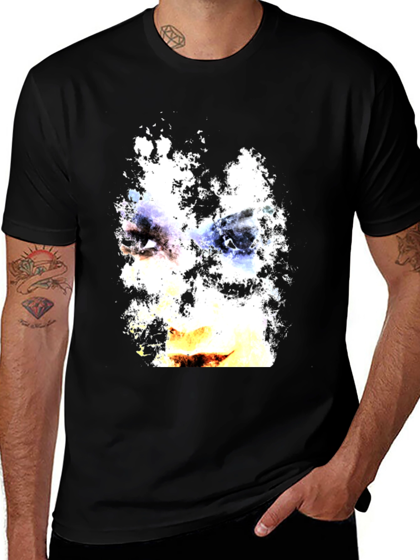 Variant 13 of Abstract Face Graphic Black T-Shirt