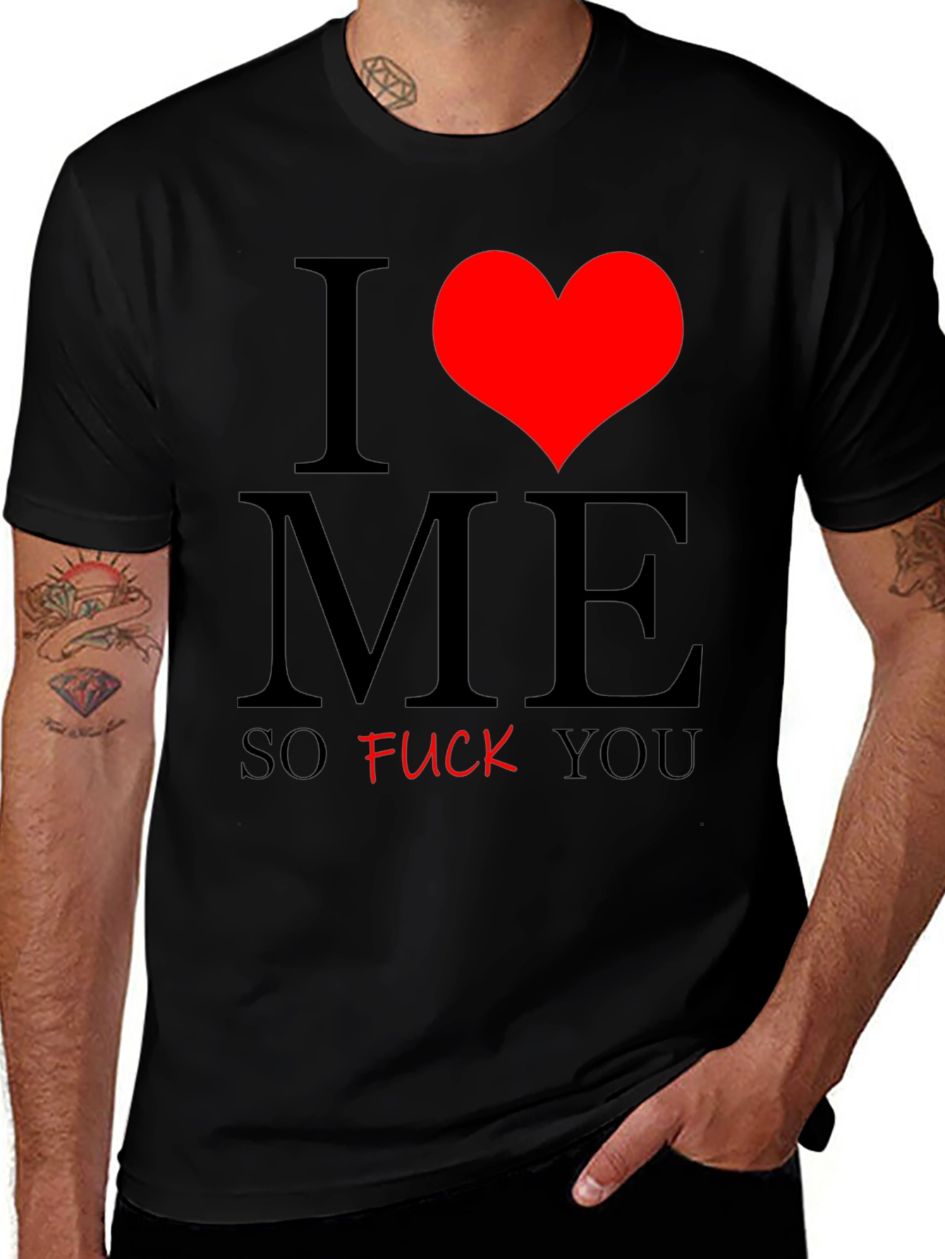 Variant 5 of I Heart ME Funny Graphic T-Shirt - Black Tee