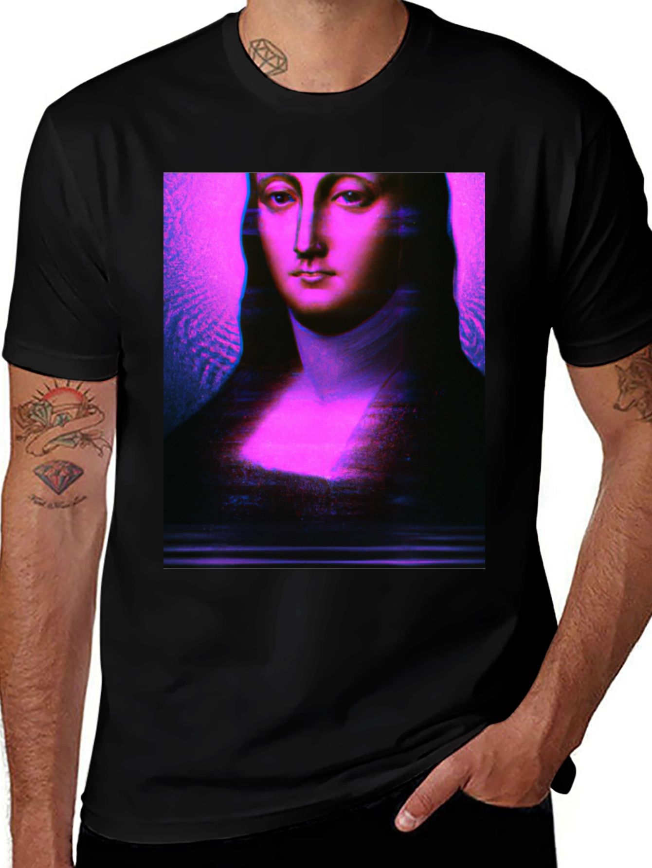 Mona Lisa Glitch Art T-Shirt - Unique Graphic Tee