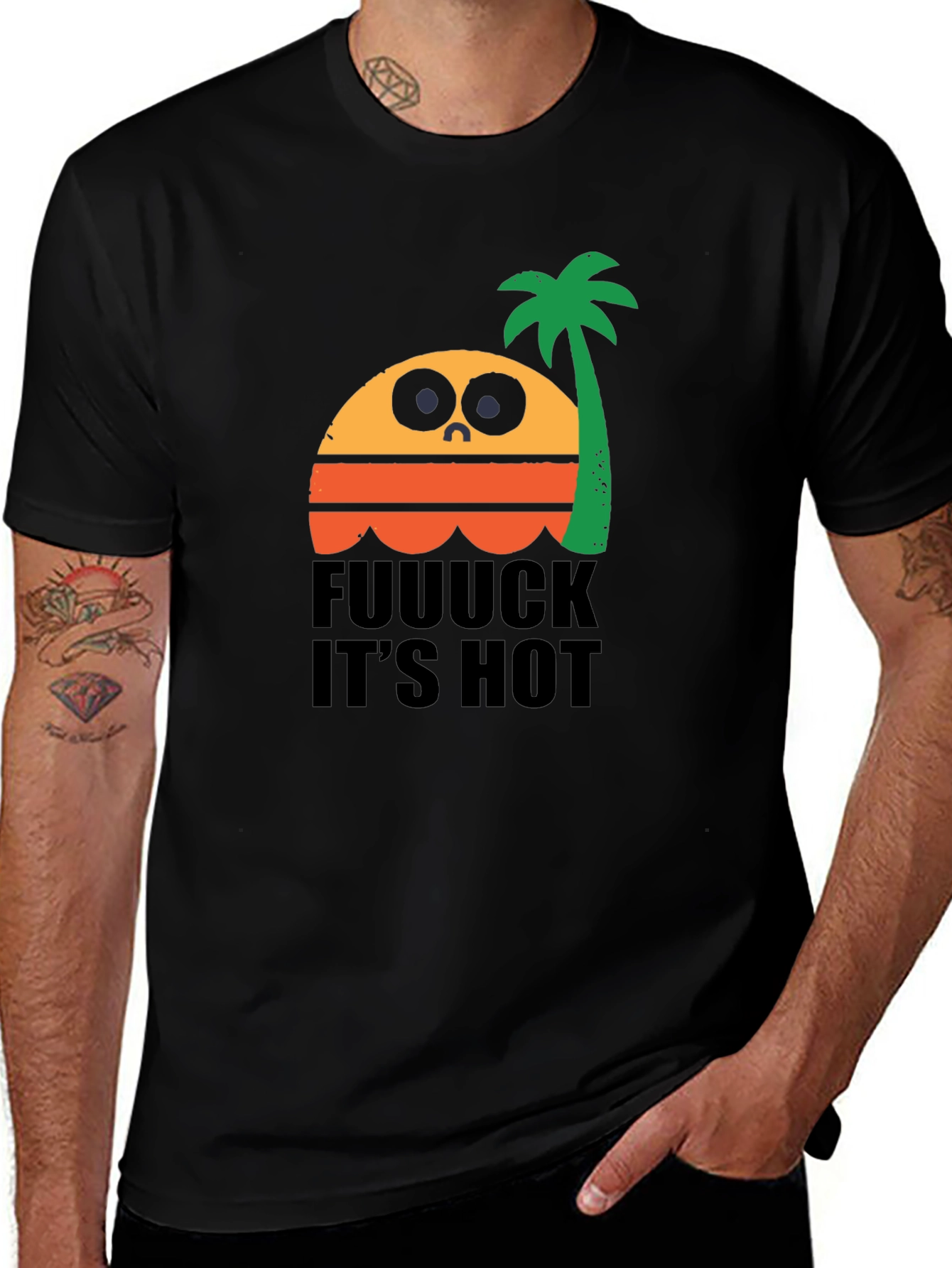 Variant 5 of Funny "Fuuuck It's Hot" Graphic T-Shirt