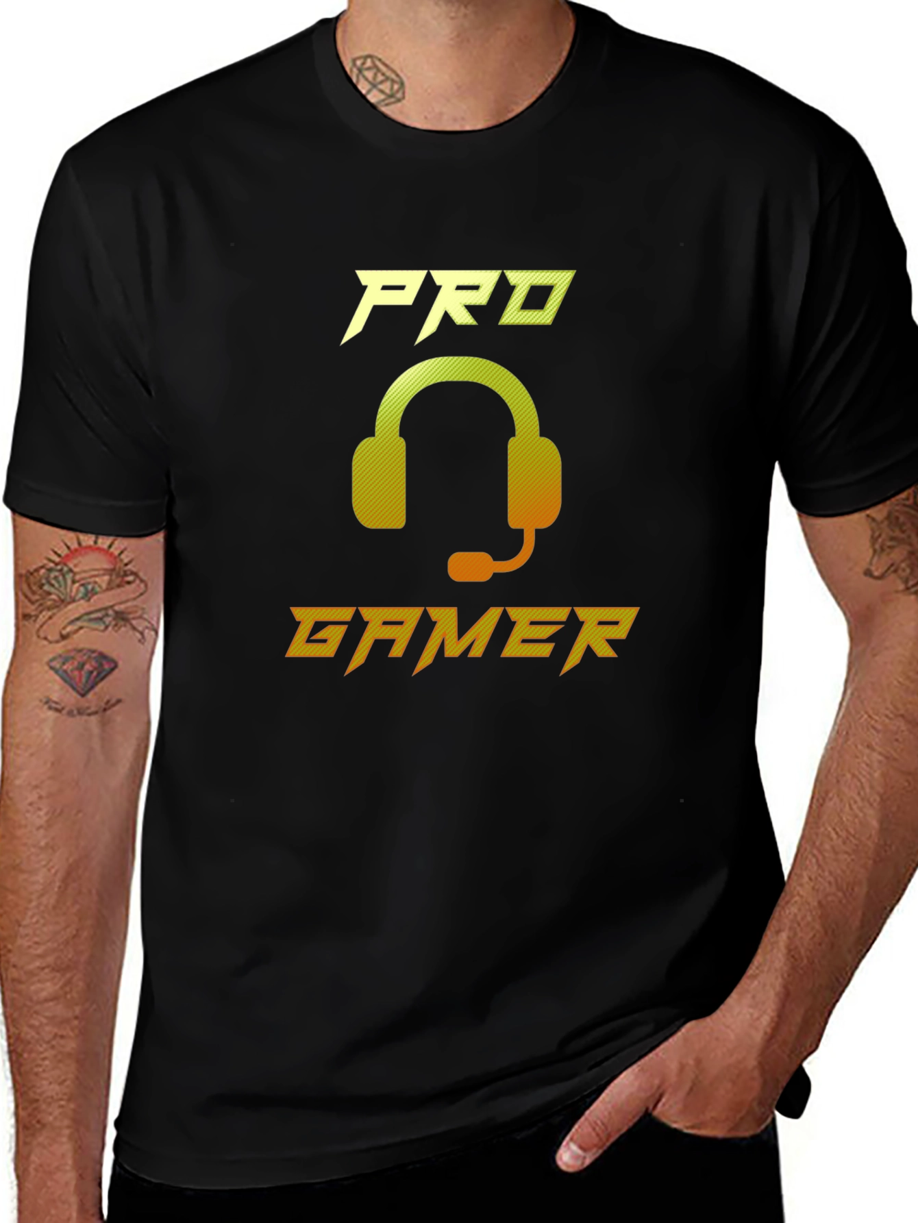 Variant 14 of Pro Gamer Black Graphic Tee - Gaming Headset Design