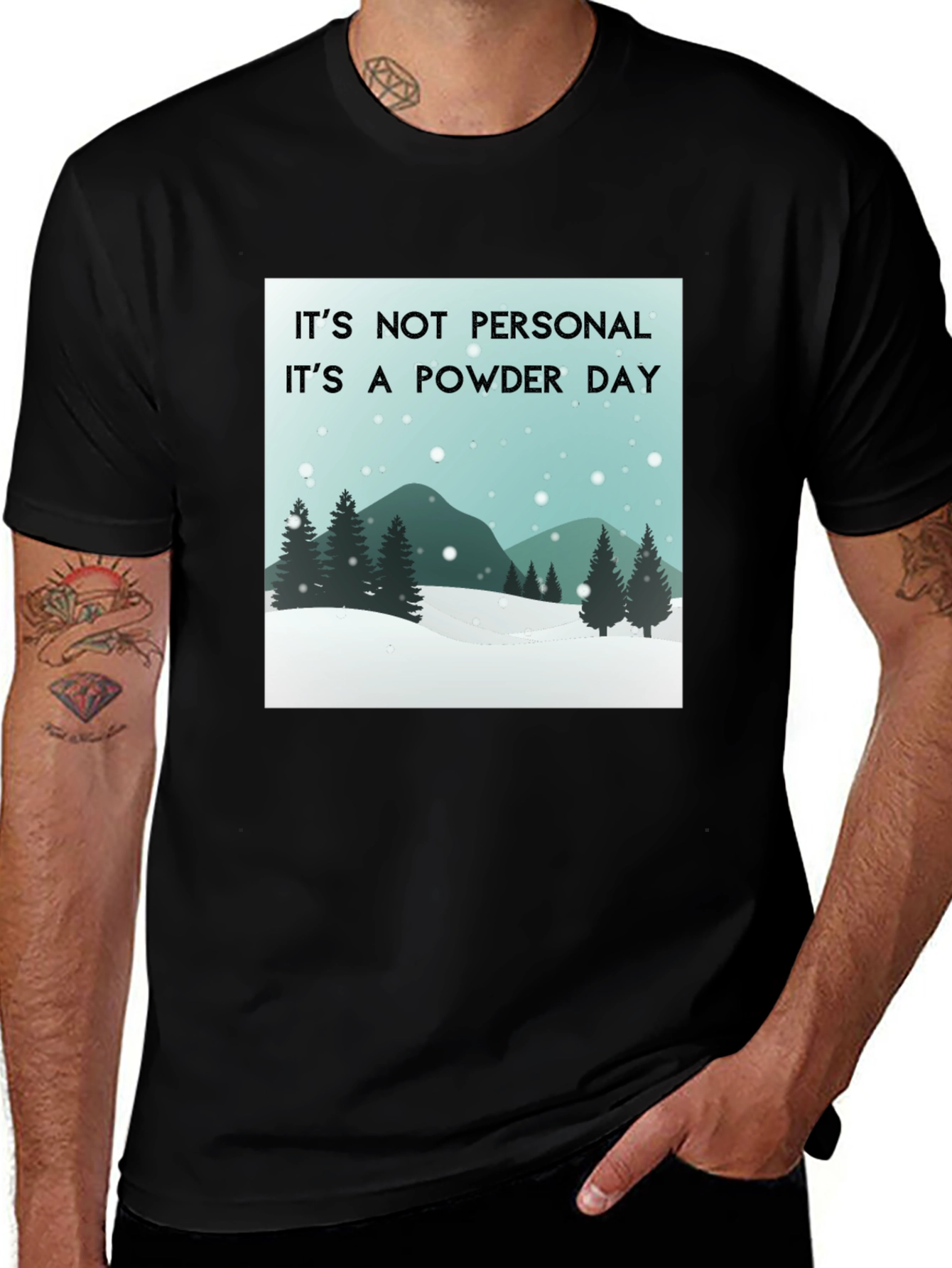 Variant 15 of Powder Day Graphic Tee - Skiing Snowboarding Shirt