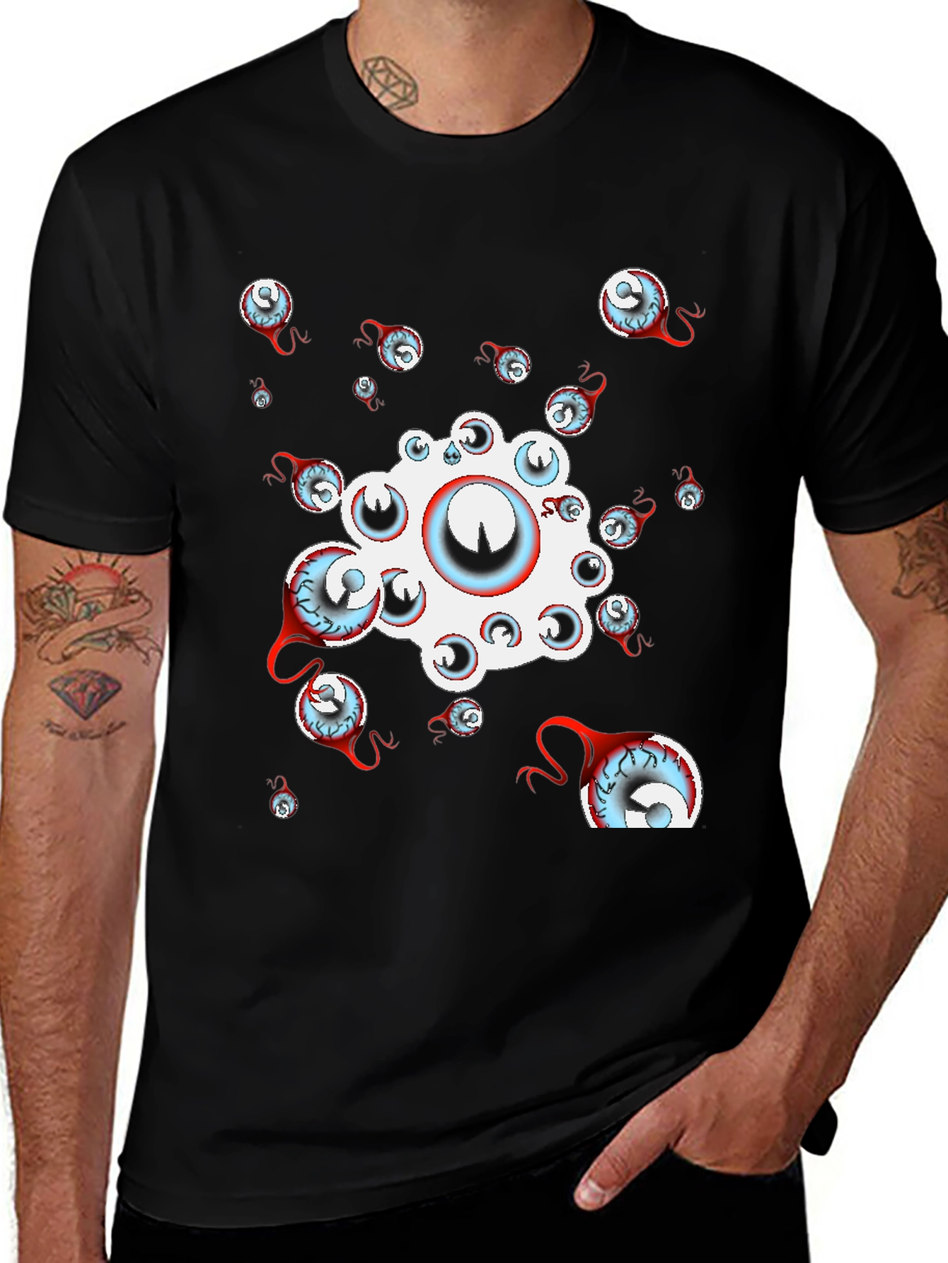 Variant 15 of Surreal Eye Pattern Black T-Shirt
