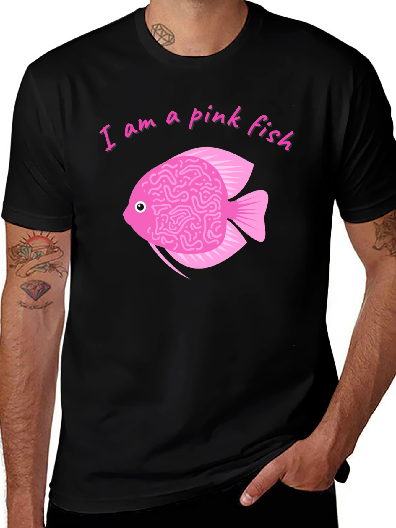 Variant 18 of Pink Fish Brain T-Shirt - Quirky Graphic Tee